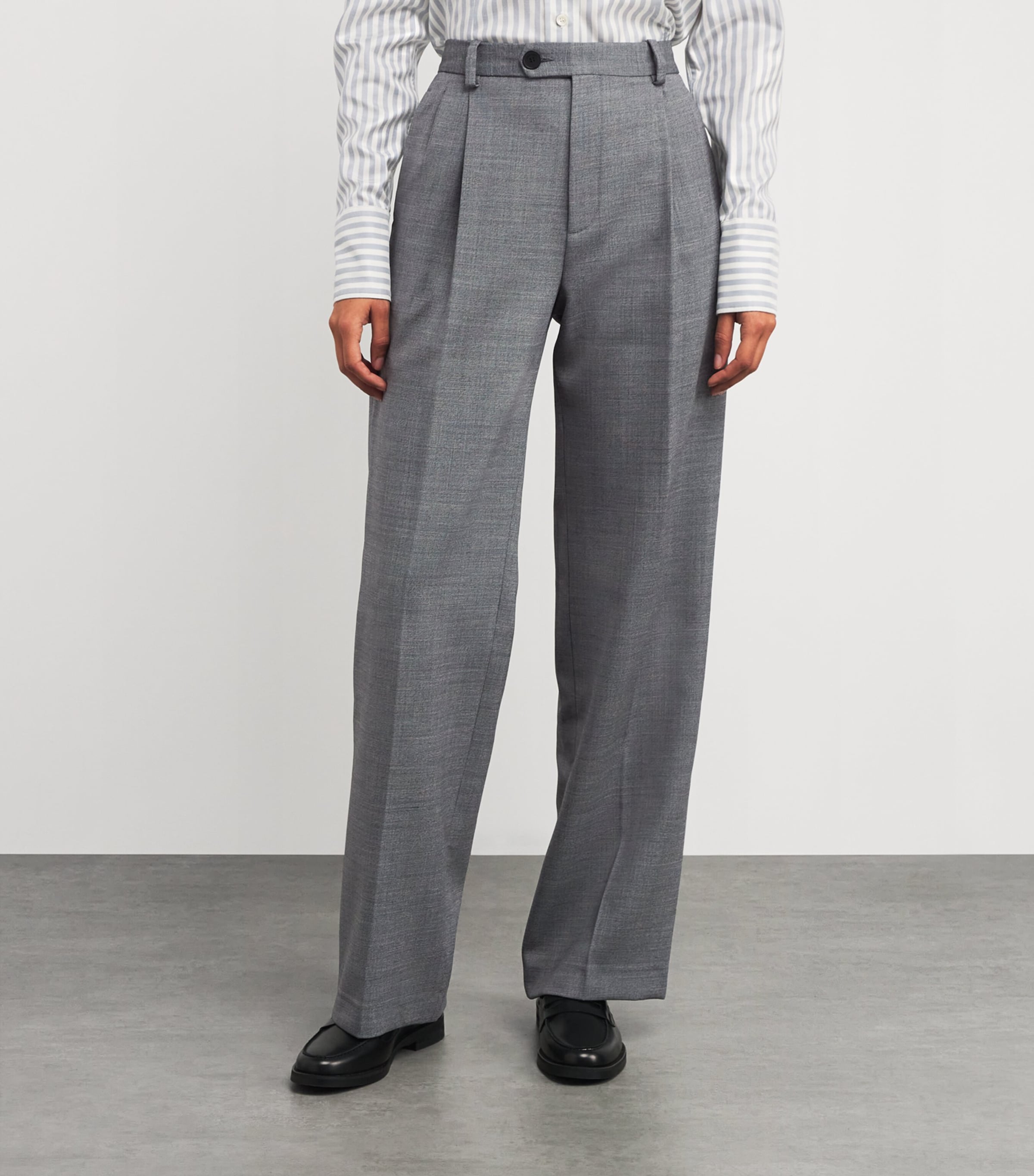 Wool-Blend Straight Trousers GREY Image 3