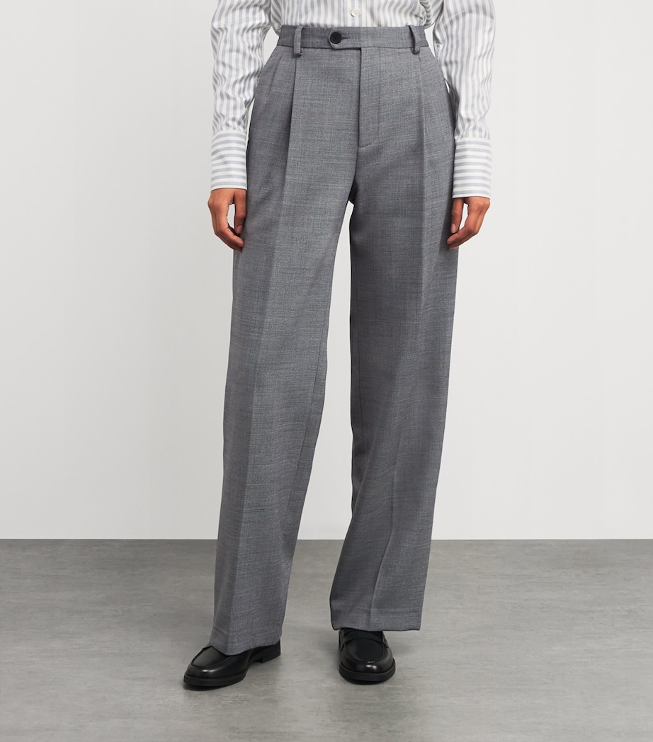 Wool-Blend Straight Trousers GREY Image 3