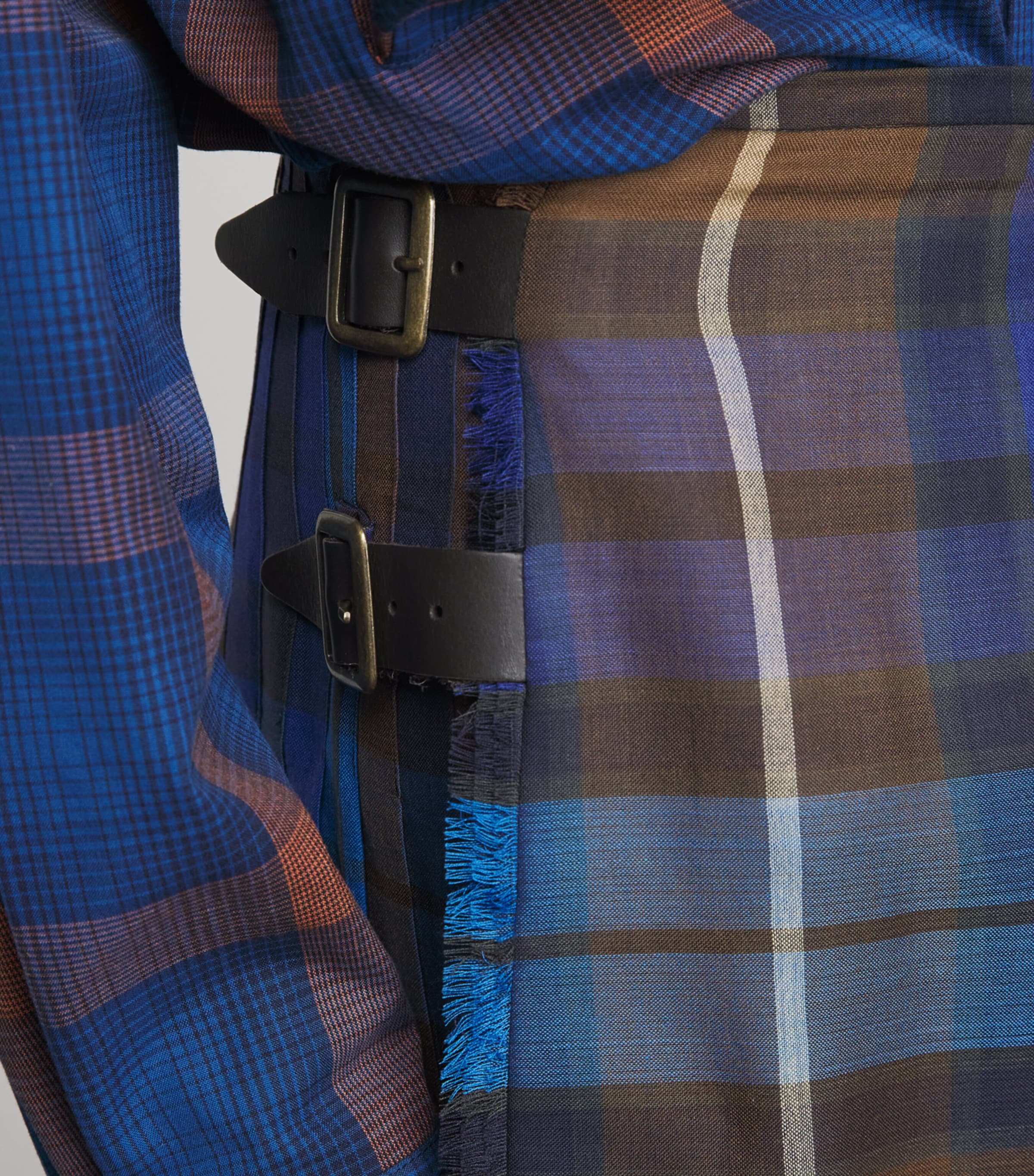Vivienne Westwood Mens Wool Check Kilt Blue/brown Image 3