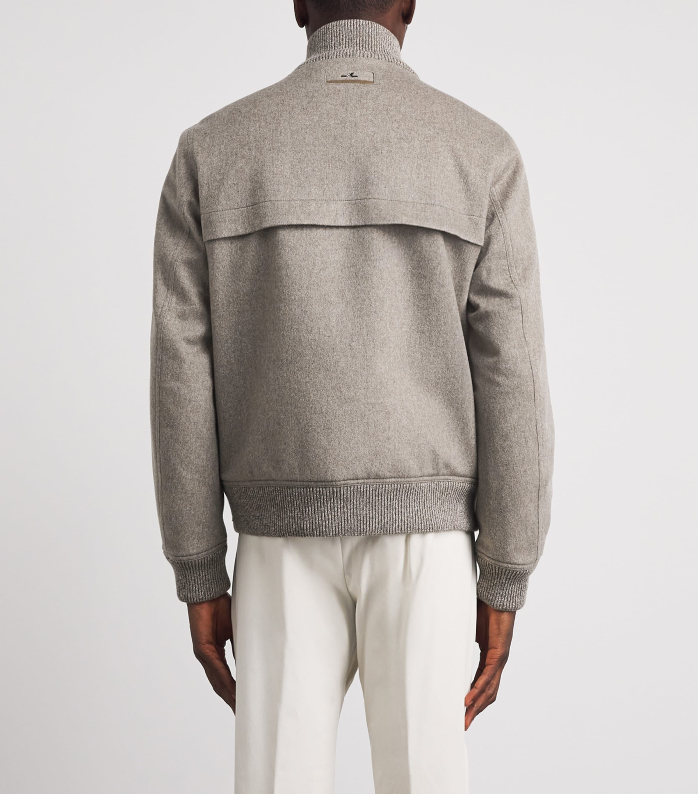 Paul & Shark Mens Cashmere Felt Bomber Jacket Taupe Camoscio Image 5