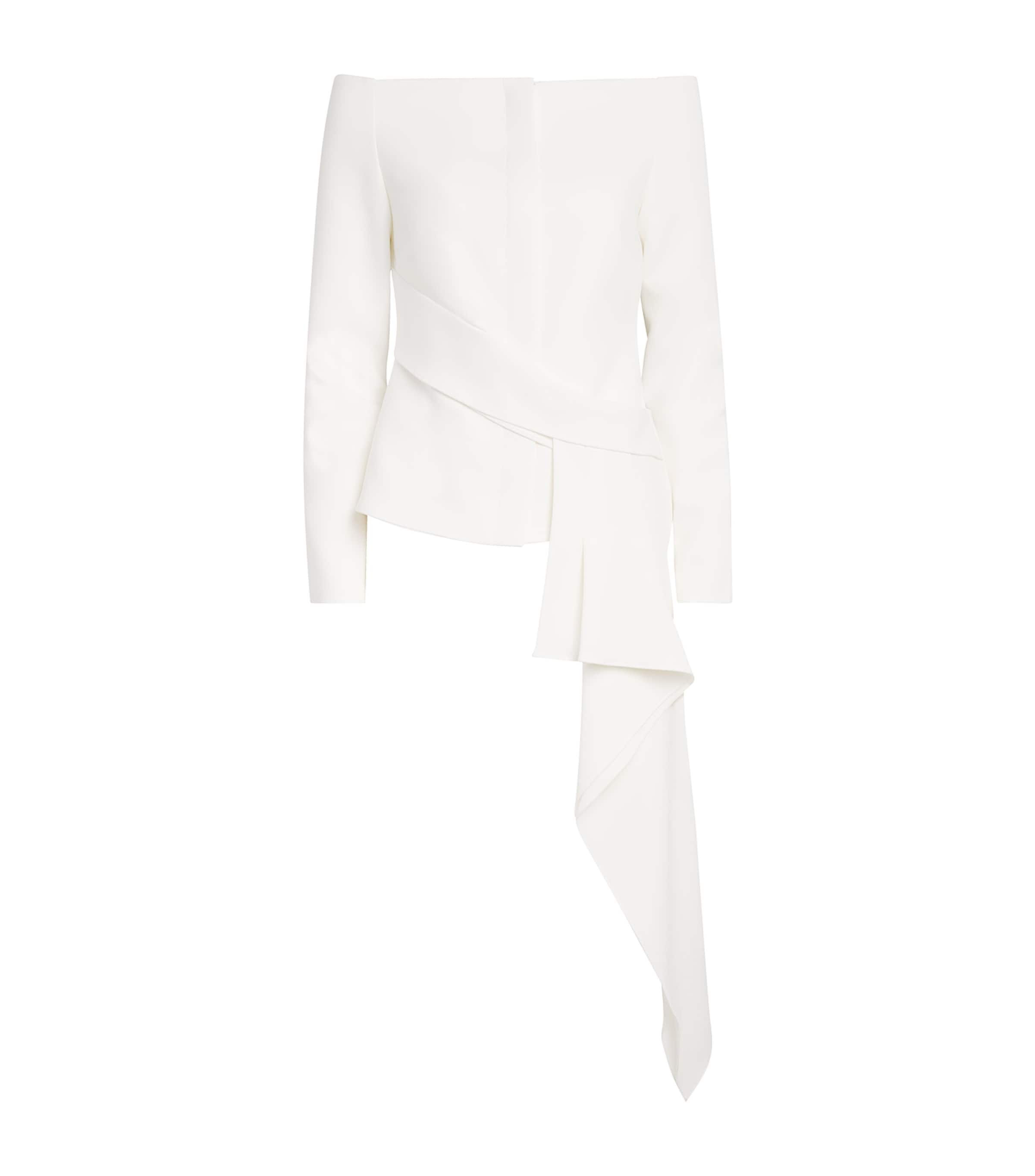 Roland Mouret Womens Off-The-Shoulder Draped Jacket Cream Image 1