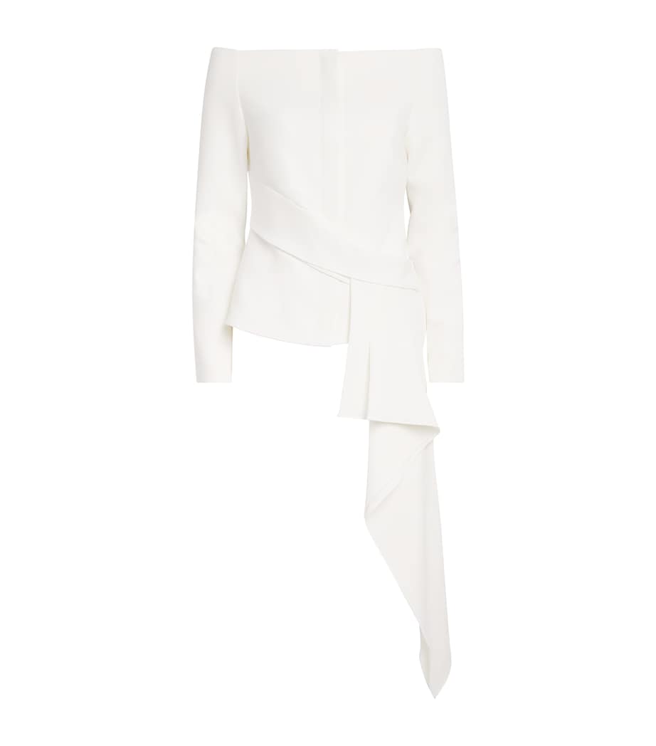 Roland Mouret Womens Off-The-Shoulder Draped Jacket Cream Image 1