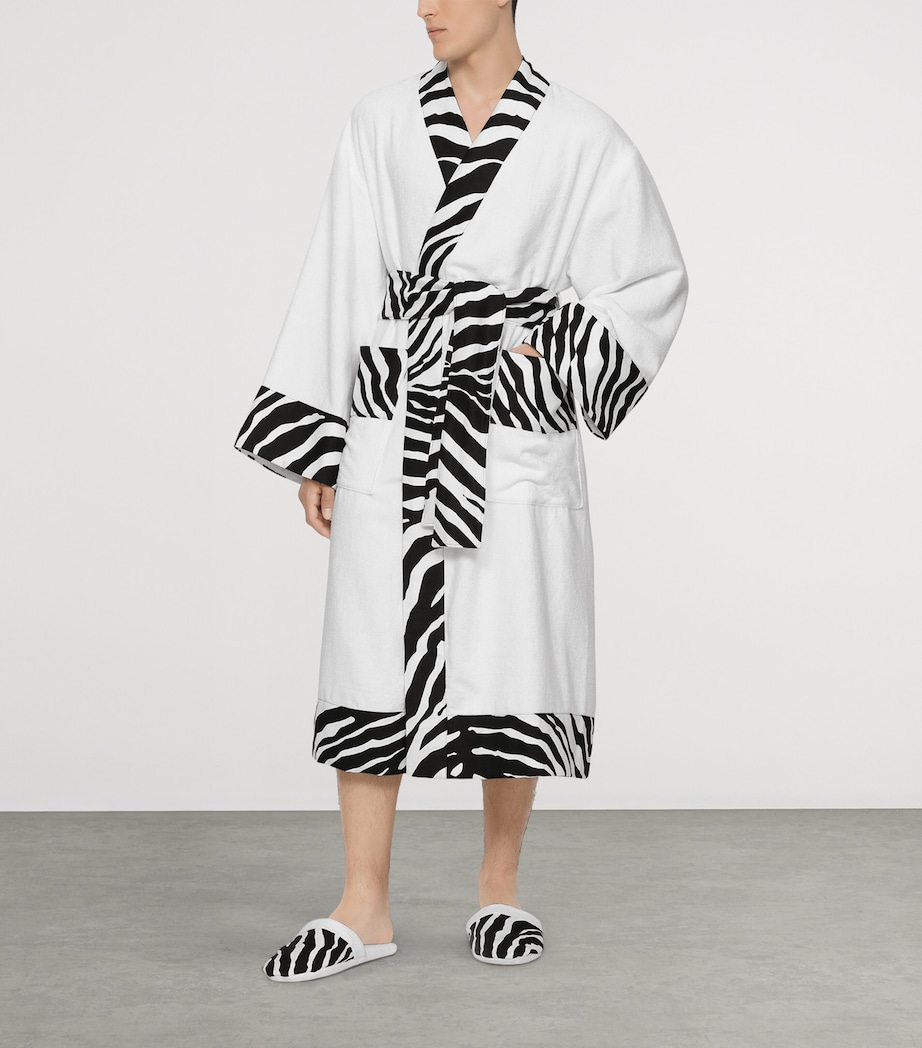 Terry Cotton Zebra Print Robe UZ024 BIANCO ZEBRA Image 10