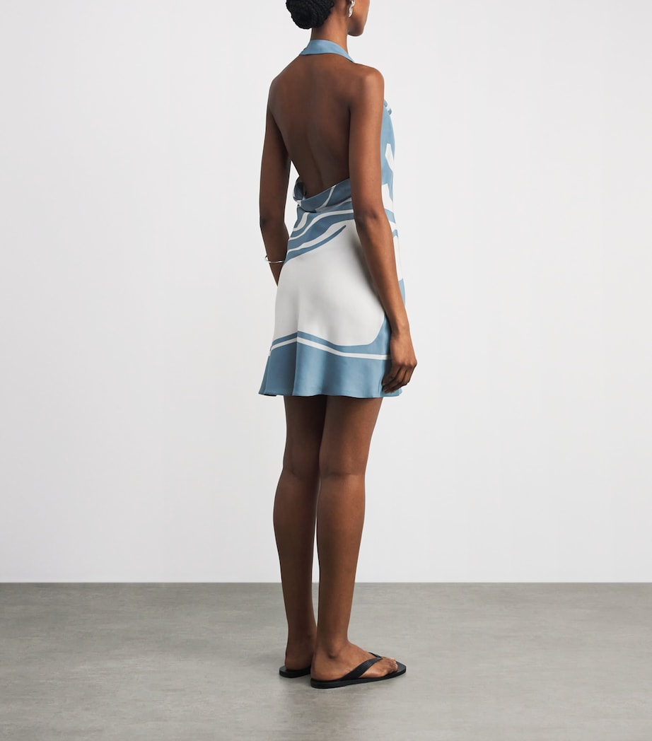 SIR. Womens Silk Halterneck Lilou Mini Dress Liora Blue Image 4
