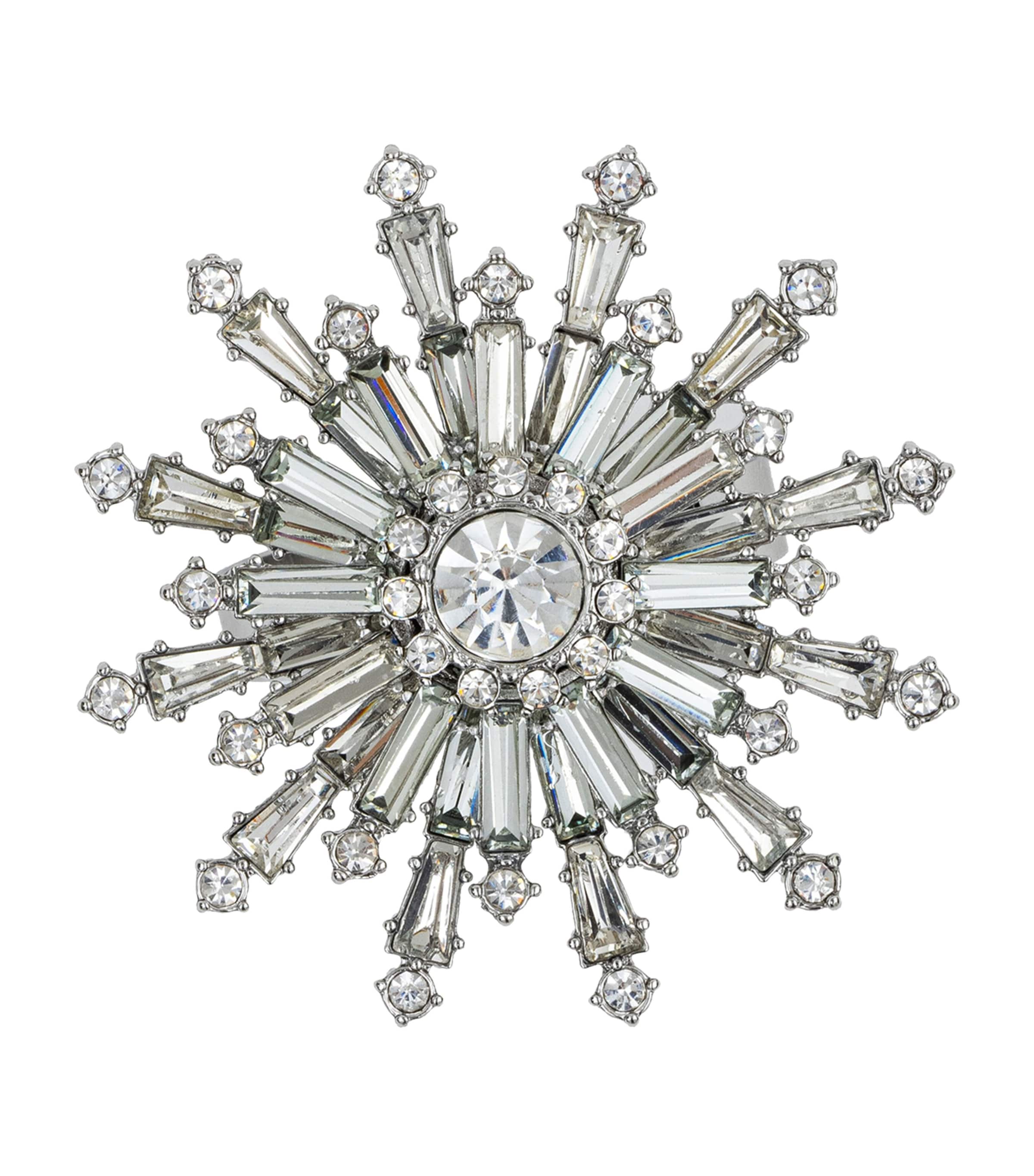 Joanna Buchanan Set Of 4 Crystal Snowflake Napkin Rings In Silver