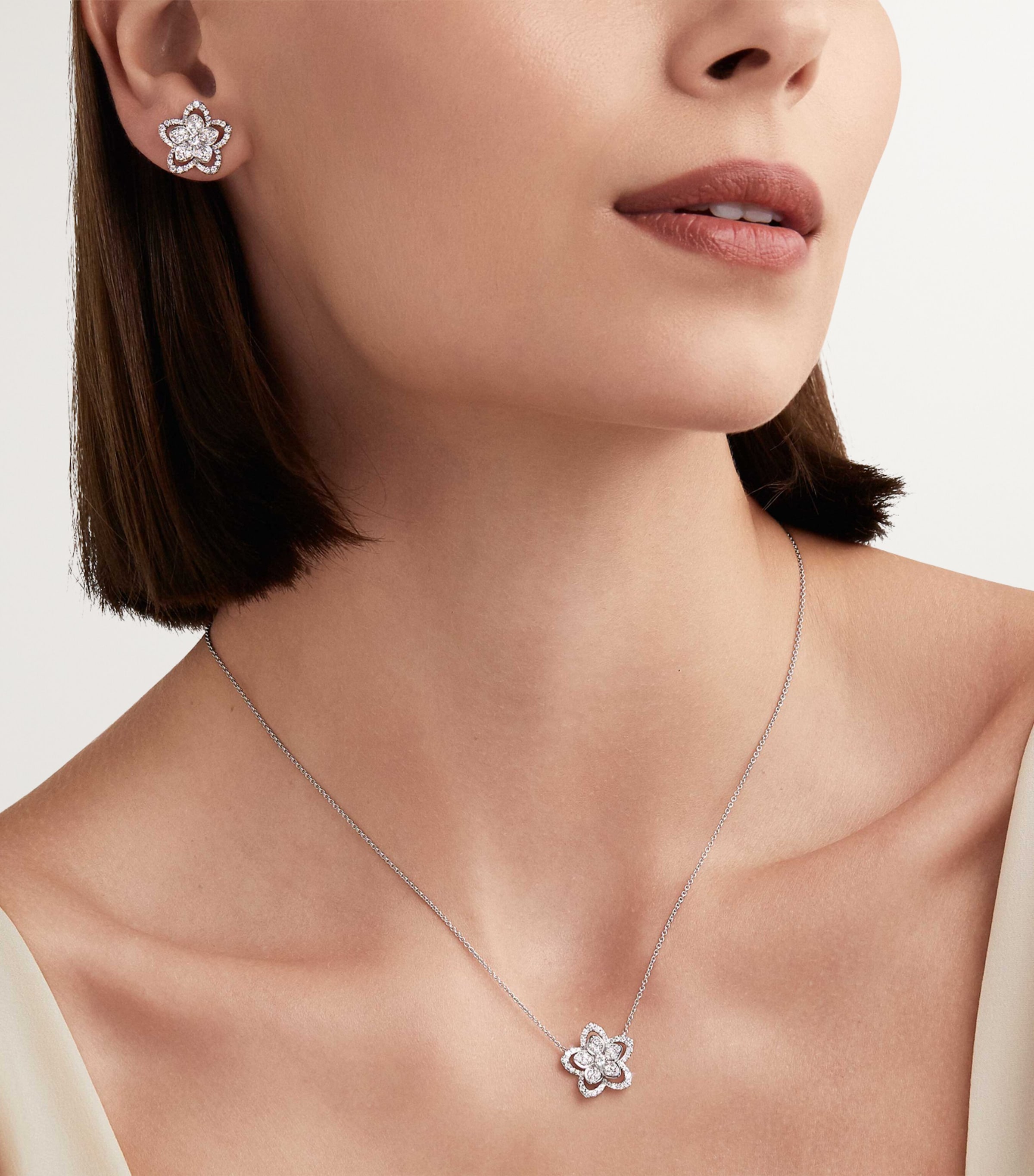 White Gold and Diamond Wild Flower Earrings WHITE GOLD Image 3