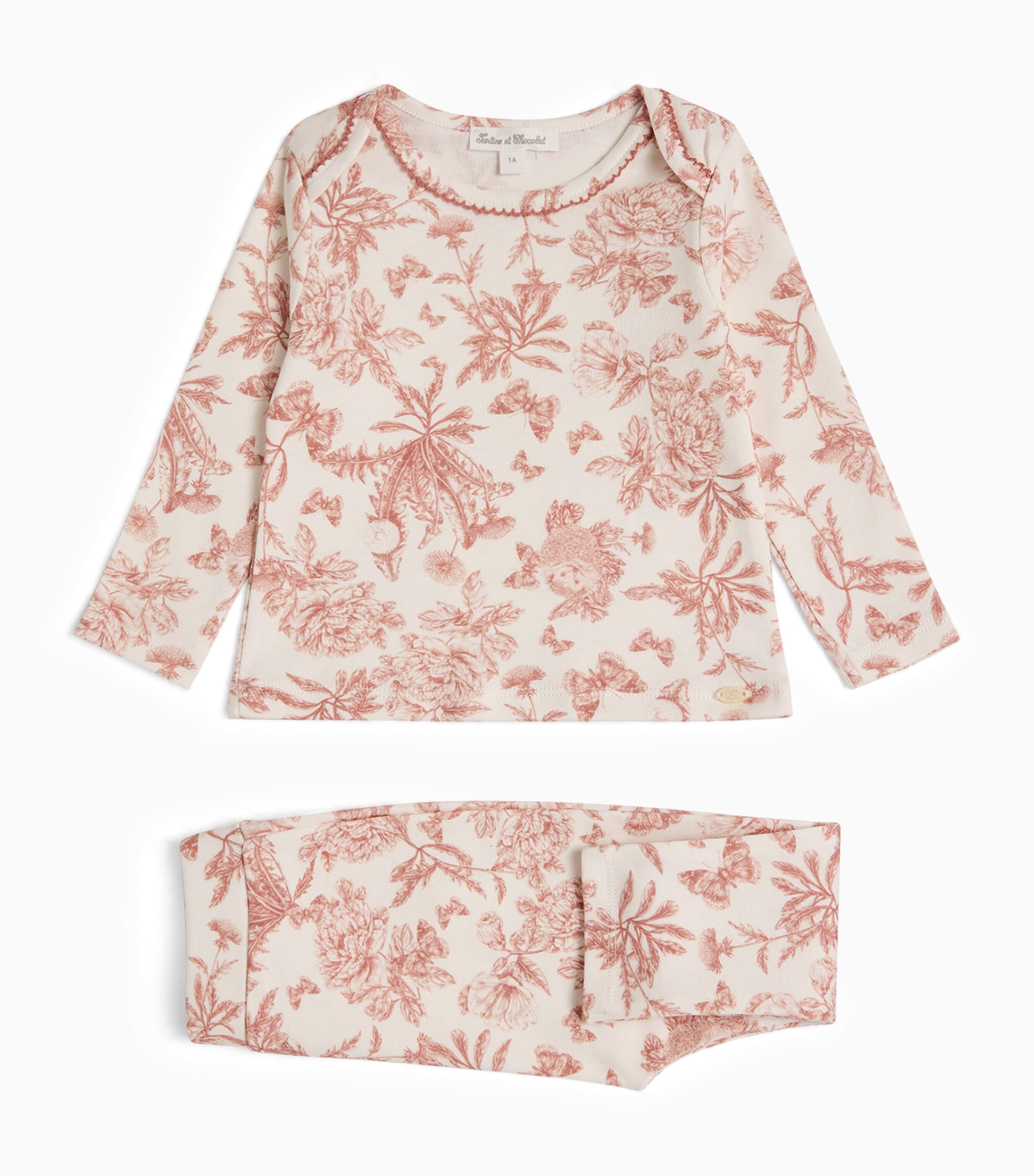 Tartine Et Chocolat Printed Top And Leggings Set In Pink