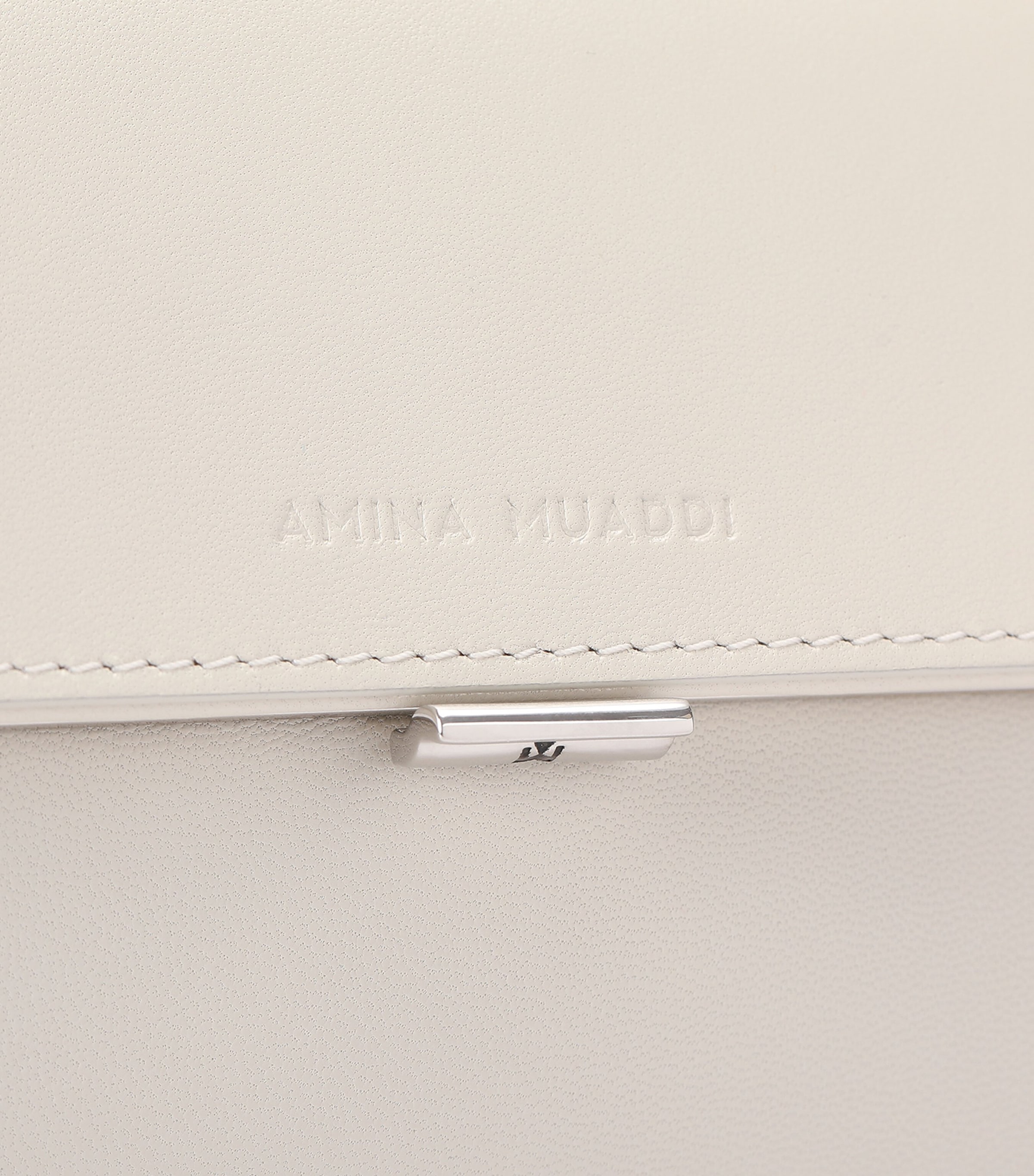 Amina Muaddi Leather Ami Clutch Bag Beige Image 4