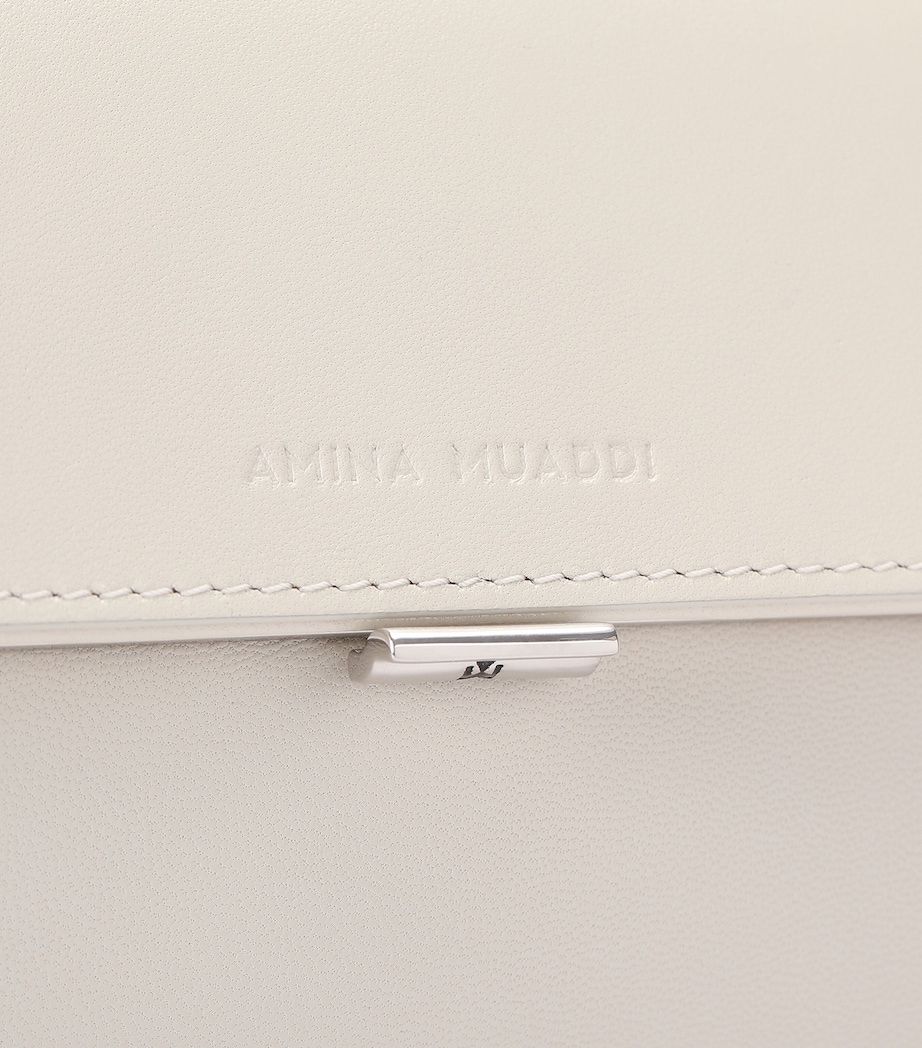 Amina Muaddi Leather Ami Clutch Bag Beige Image 4