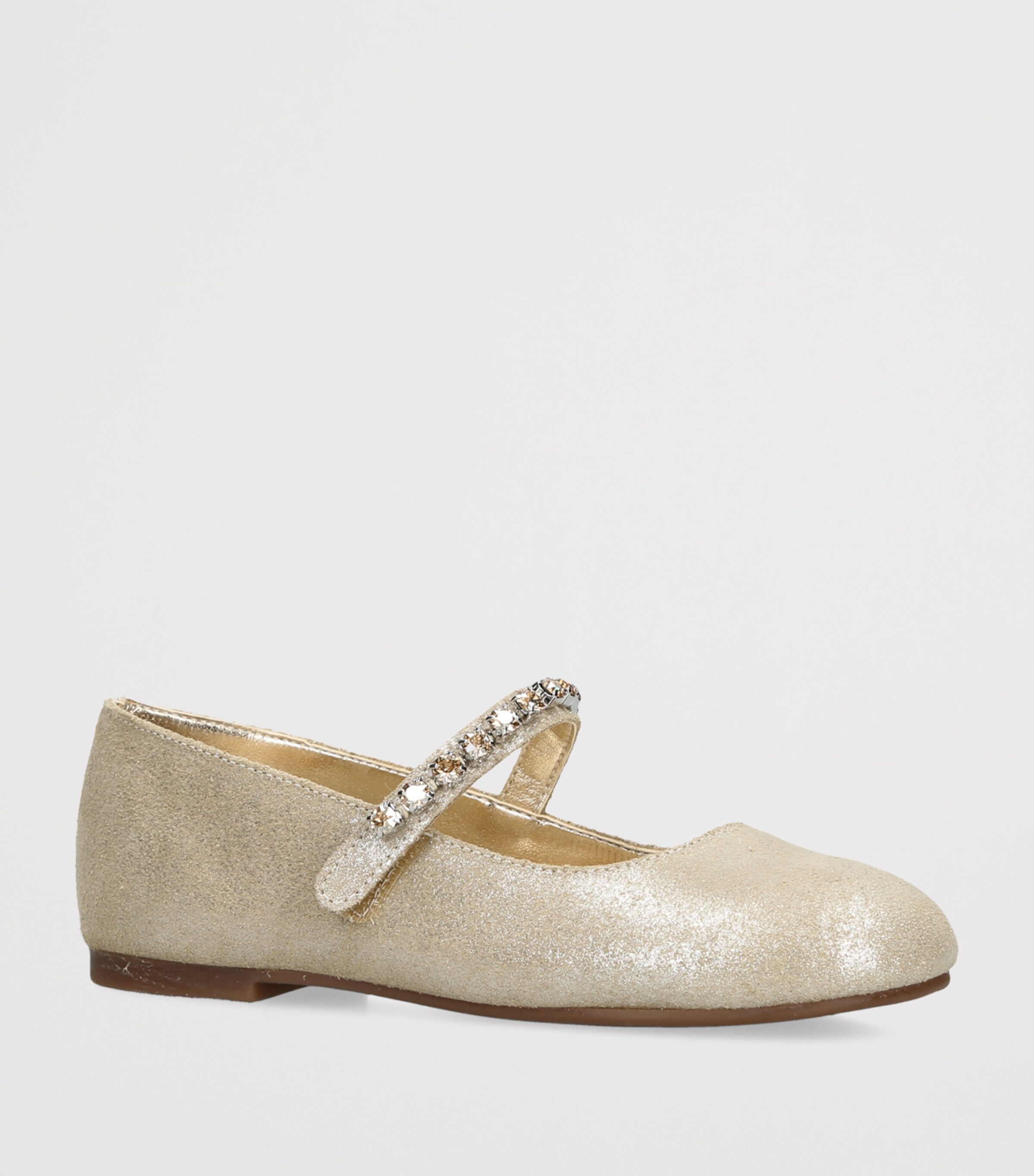 BabyWalker Leather Crystal-Strap Ballet Flats Gold Image 2