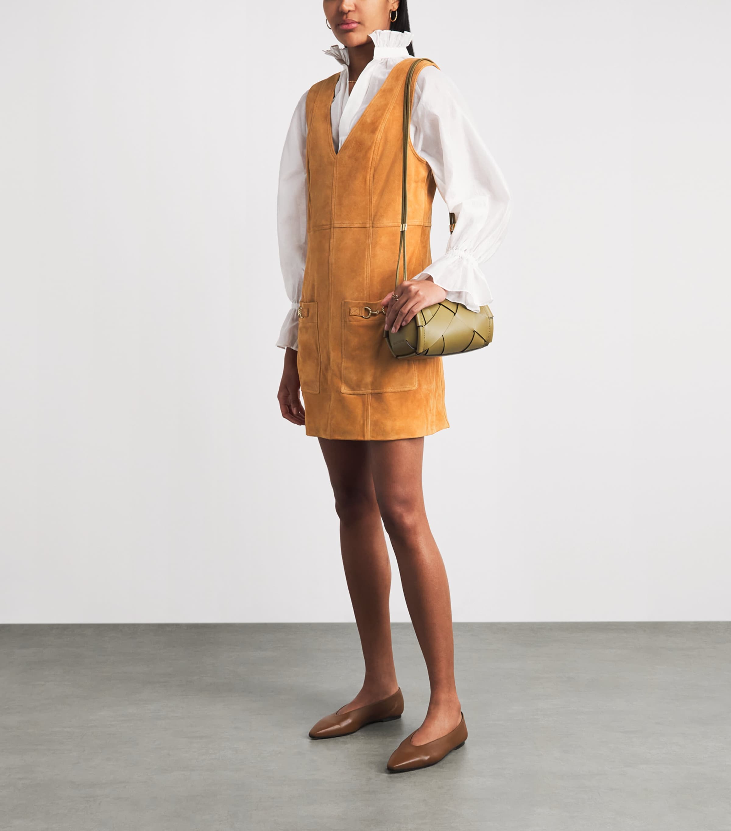 Ulla Johnson Womens Suede Sloane Mini Dress Cognac Image 2