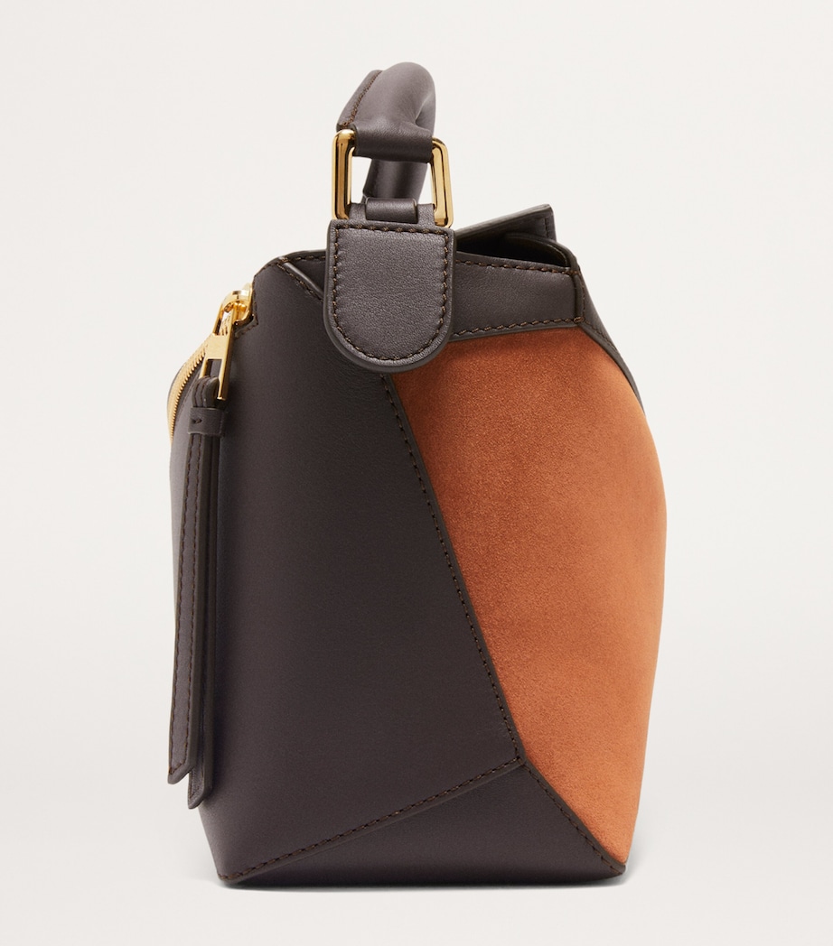 LOEWE Small Leather Puzzle Edge Top-Handle Bag Chocolate/tan Image 3