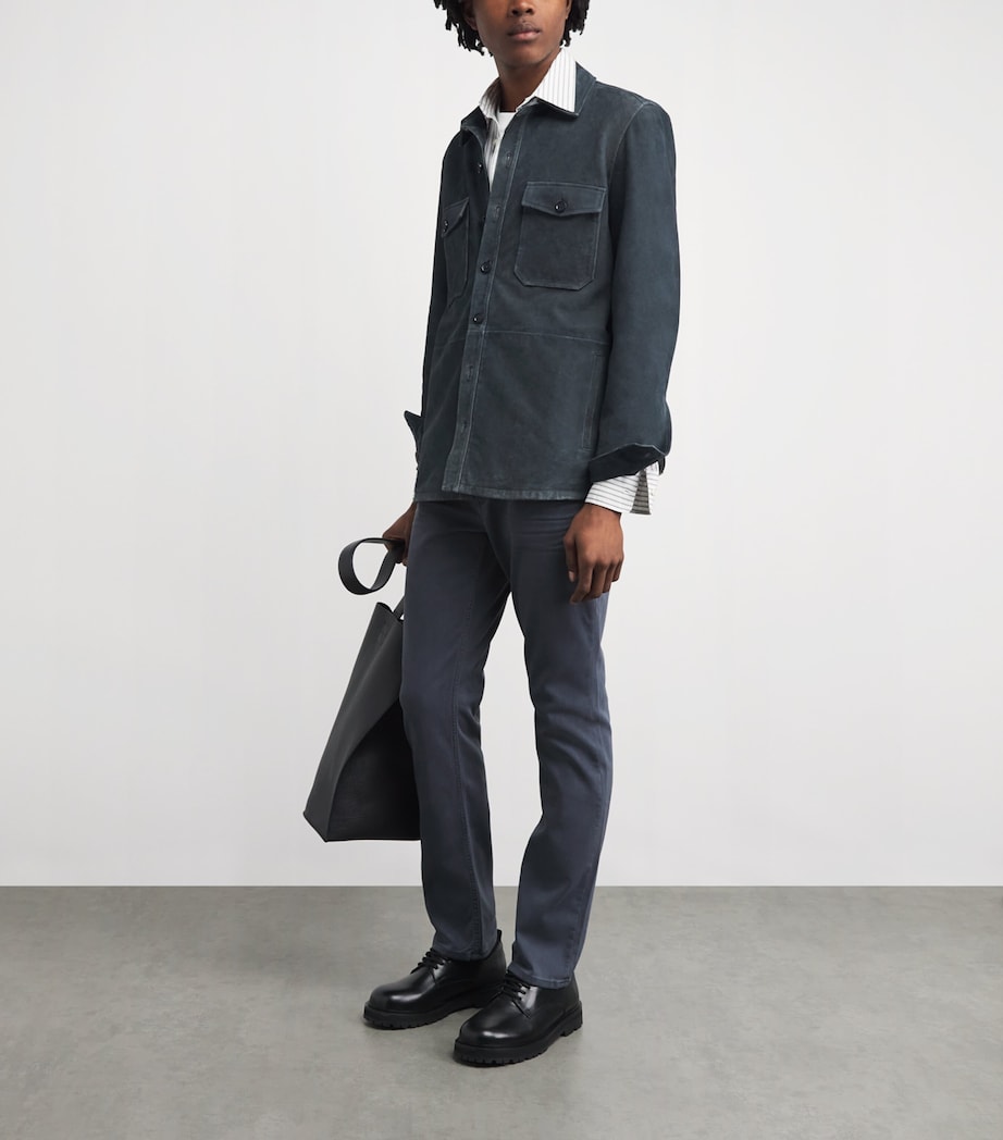 PAIGE Mens Suede Peyman Overshirt Dark Navy Image 2