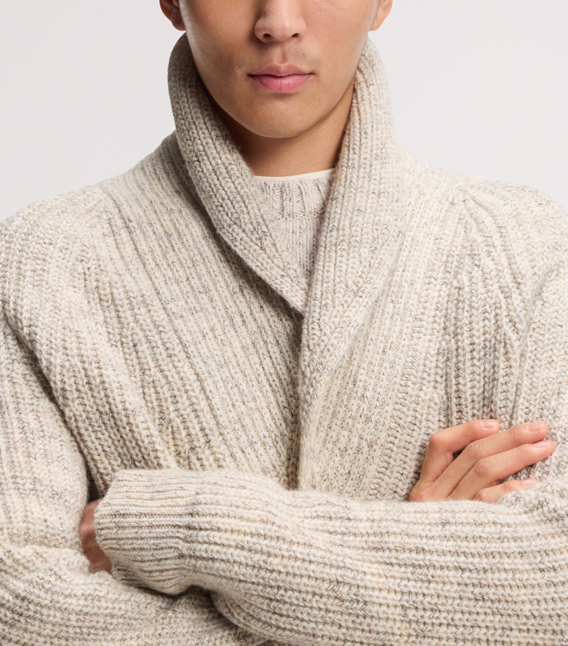 BOSS Mens Cashmere-Wool Shawl-Lapel Cardigan Image 5