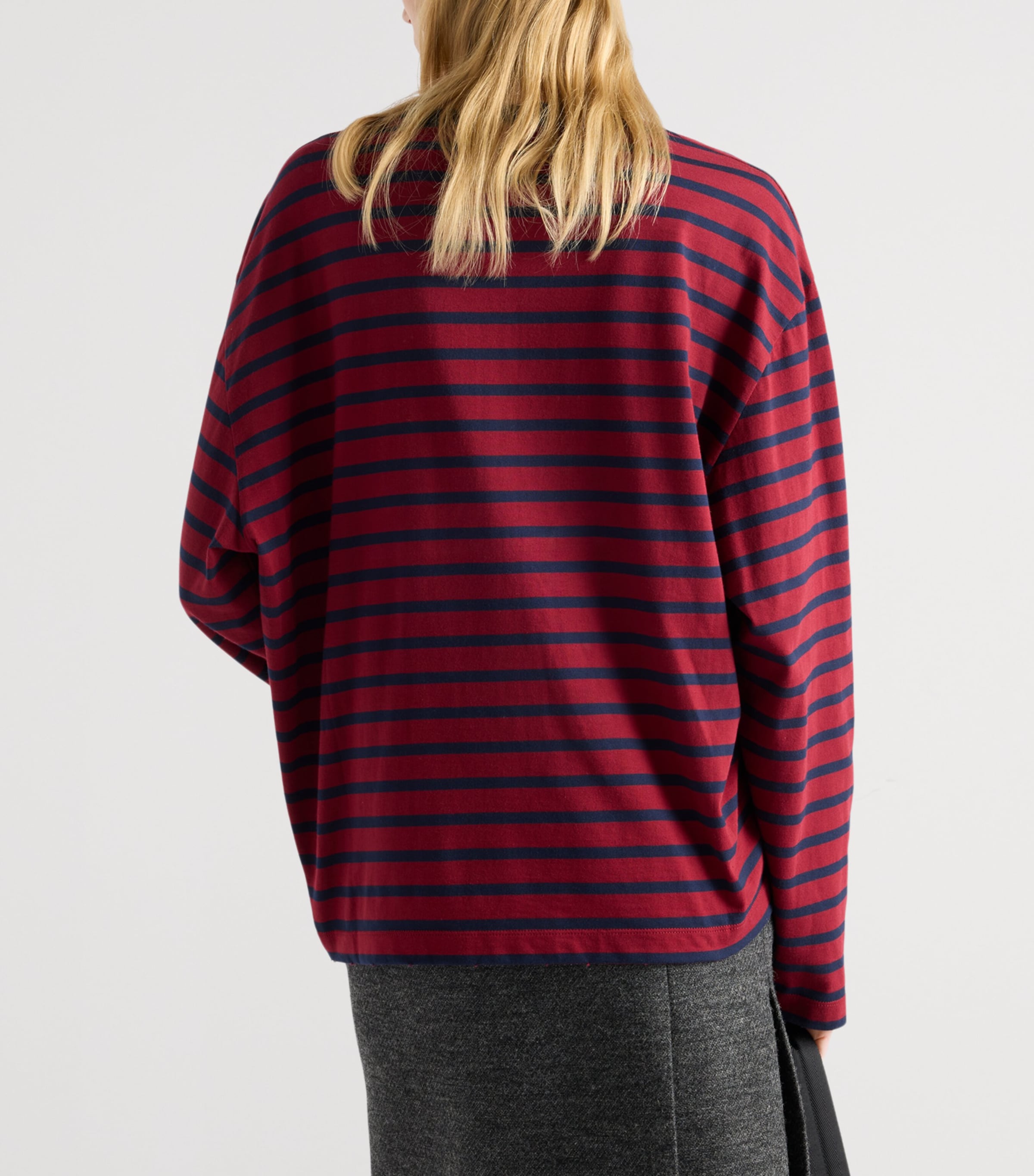 Cotton Stripe Oversized T-Shirt F0X57 Image 5
