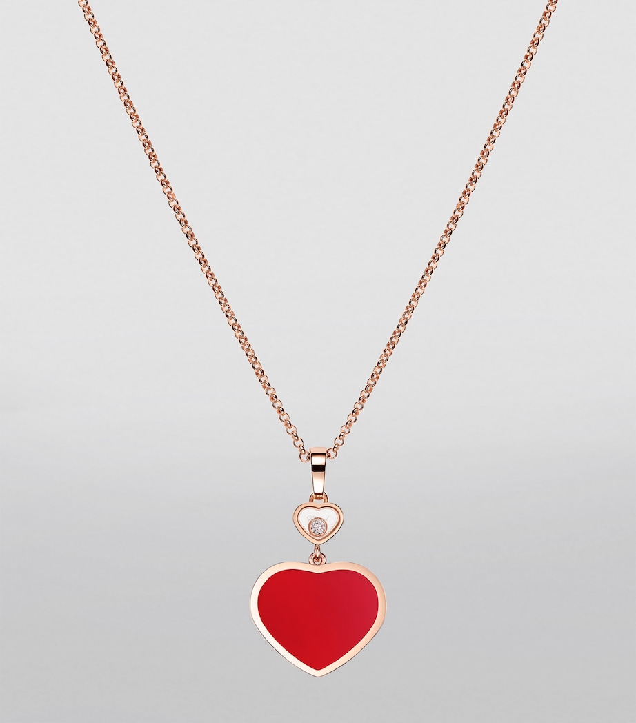 Rose Gold, Carnelian and Diamond Happy Hearts Pendant 18K ROSE GOLD Image 3