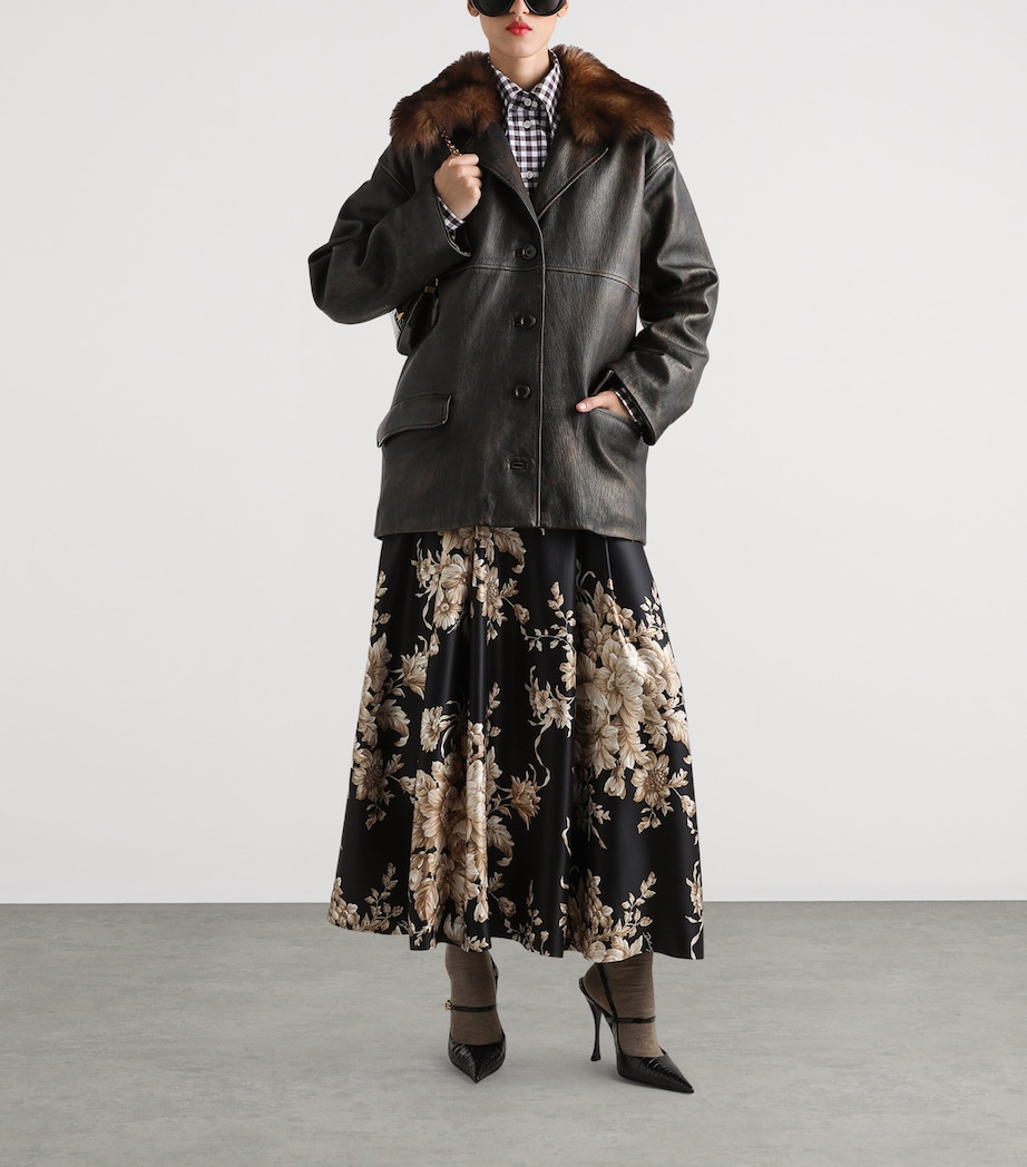 Silk Floral Midi Skirt HN4OX-ROSE CRET Image 2