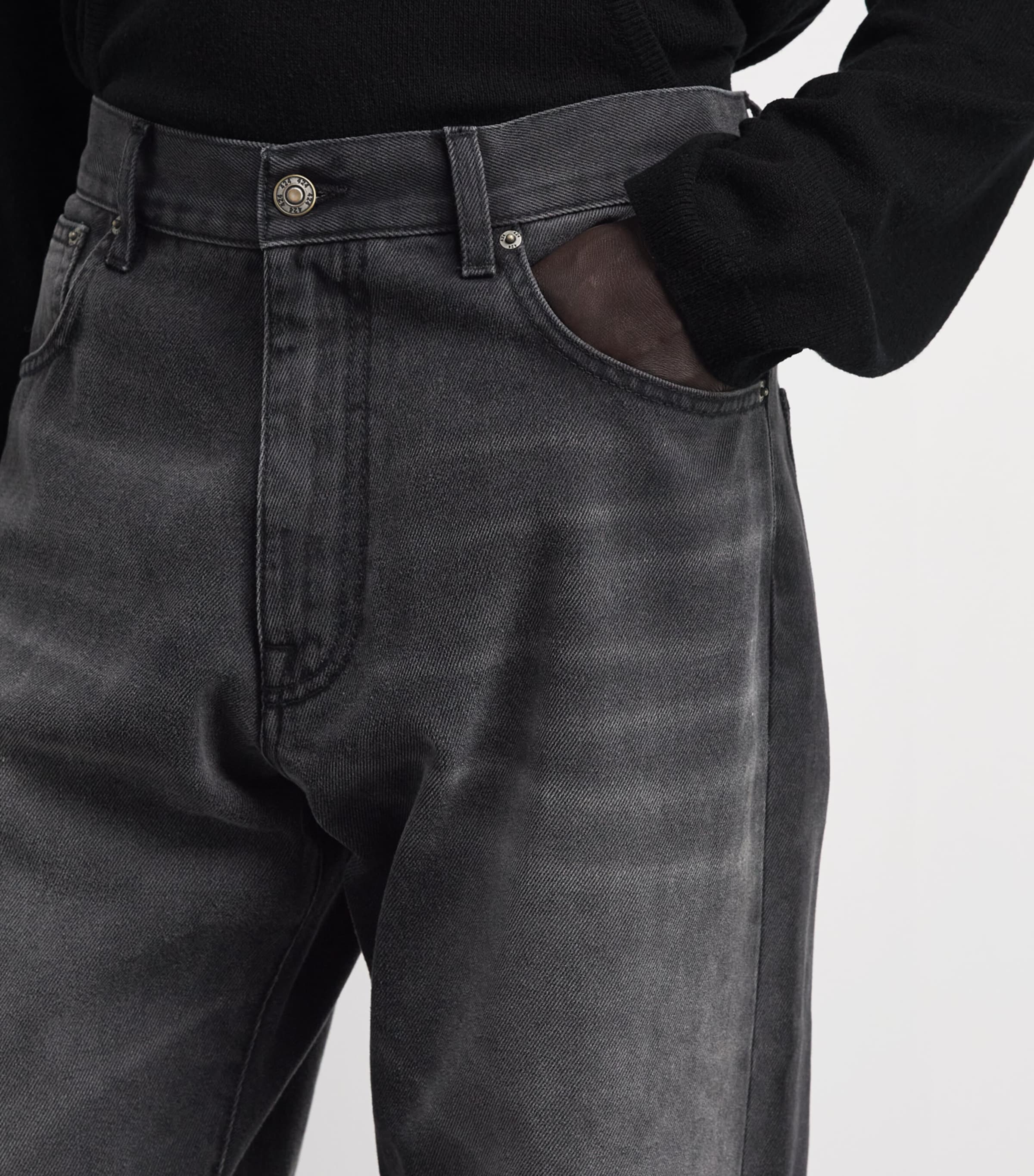 424 Mens Loose Wide-Leg Jeans Black Image 3