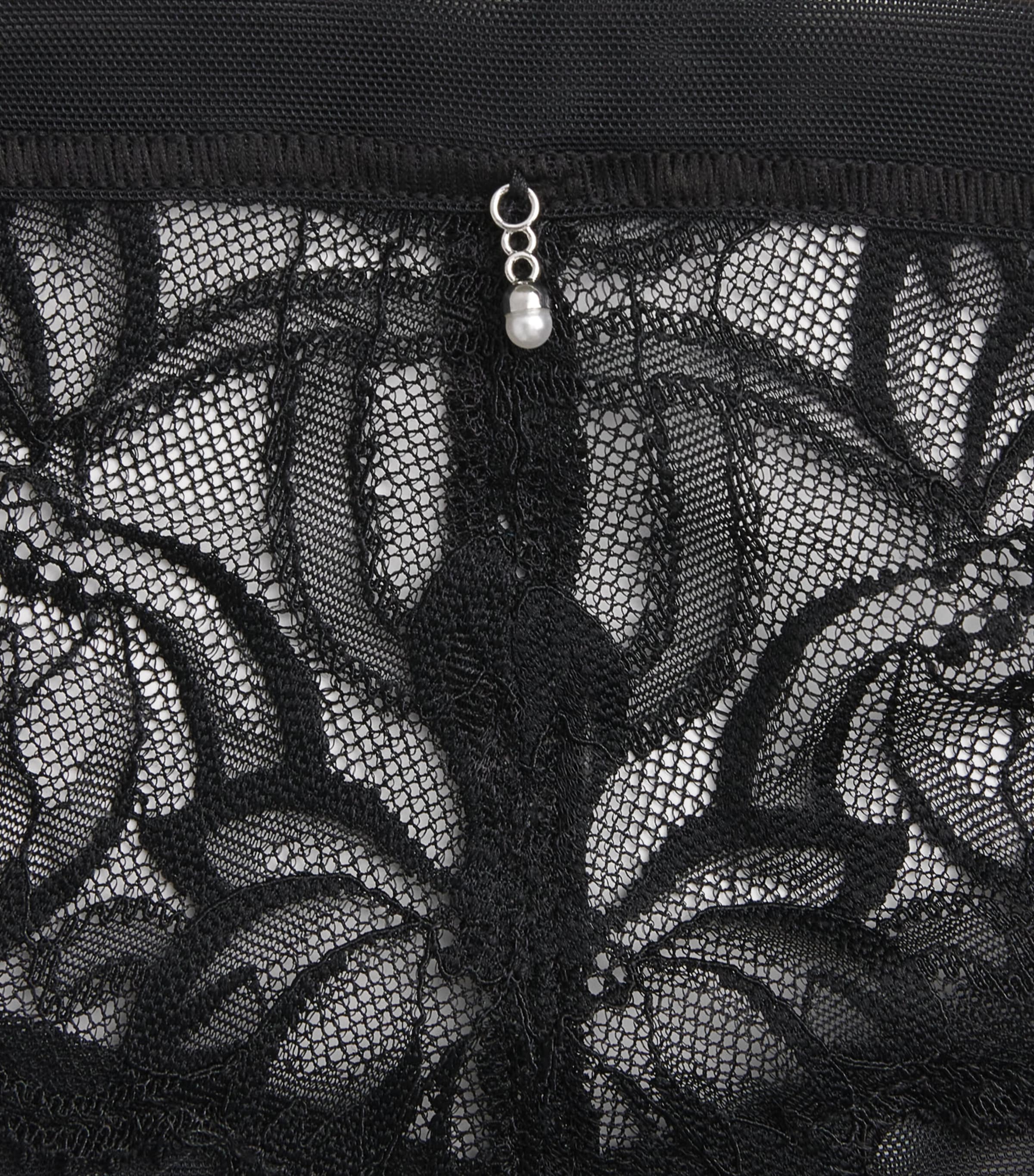 Wacoal Womens Lace-Trim Abéllia Tanga Black Image 4