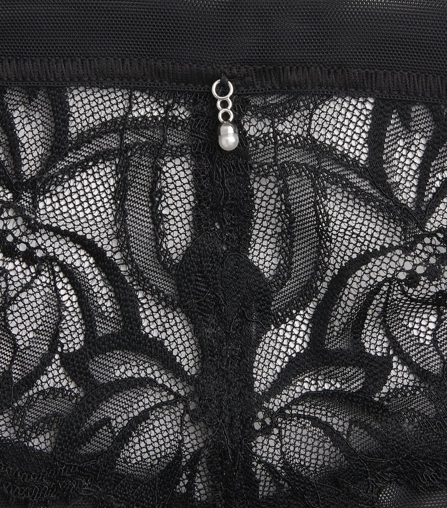 Wacoal Womens Lace-Trim Abéllia Tanga Black Image 4