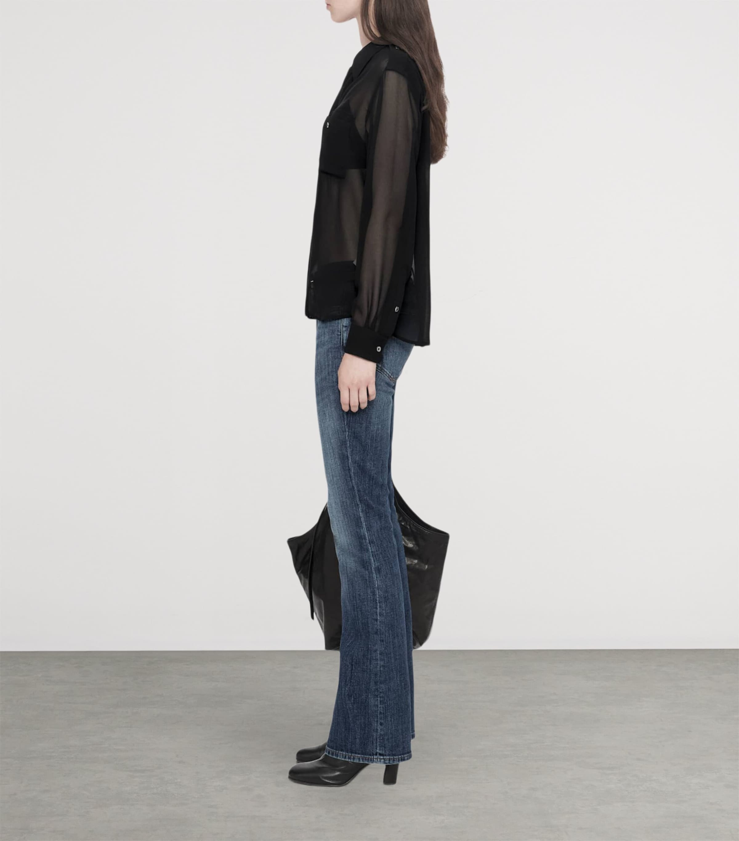 AllSaints Womens Maven Shirt Sheer Black Image 7