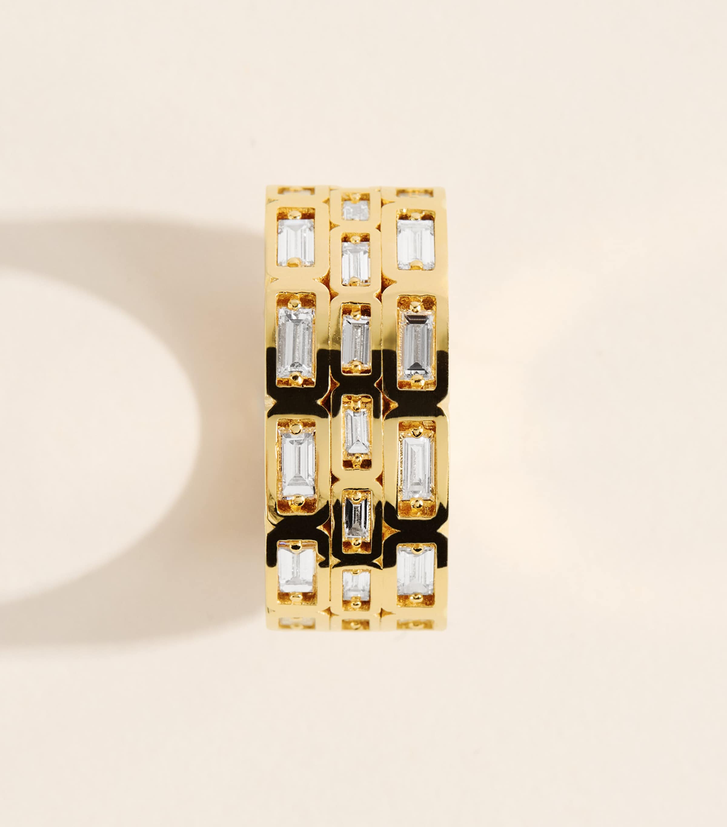 Suzanne Kalan Yellow Gold and Diamond Inlay Triple Eternity Ring Yg/wd Image 3