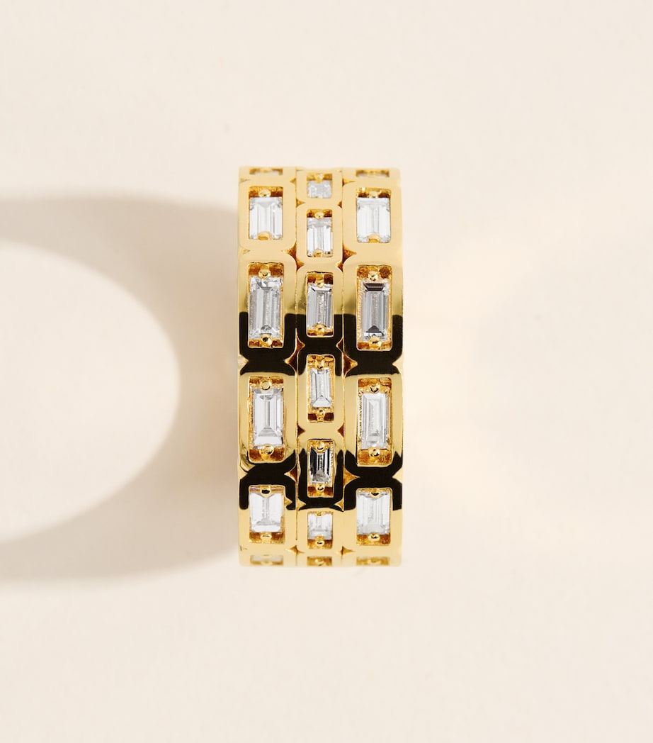 Suzanne Kalan Yellow Gold and Diamond Inlay Triple Eternity Ring Yg/wd Image 3