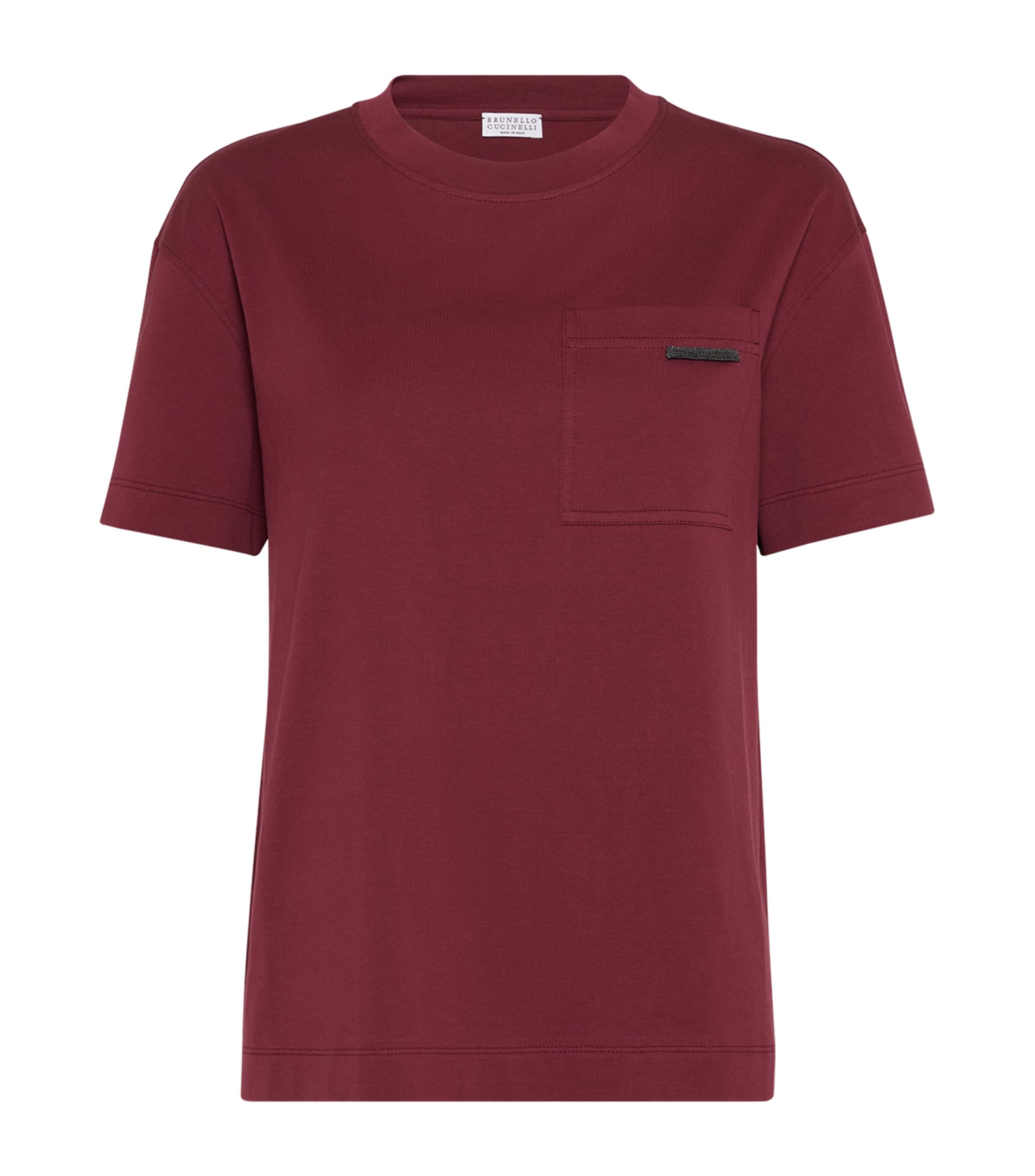 Brunello Cucinelli Cotton Monili Tab T-shirt In Red