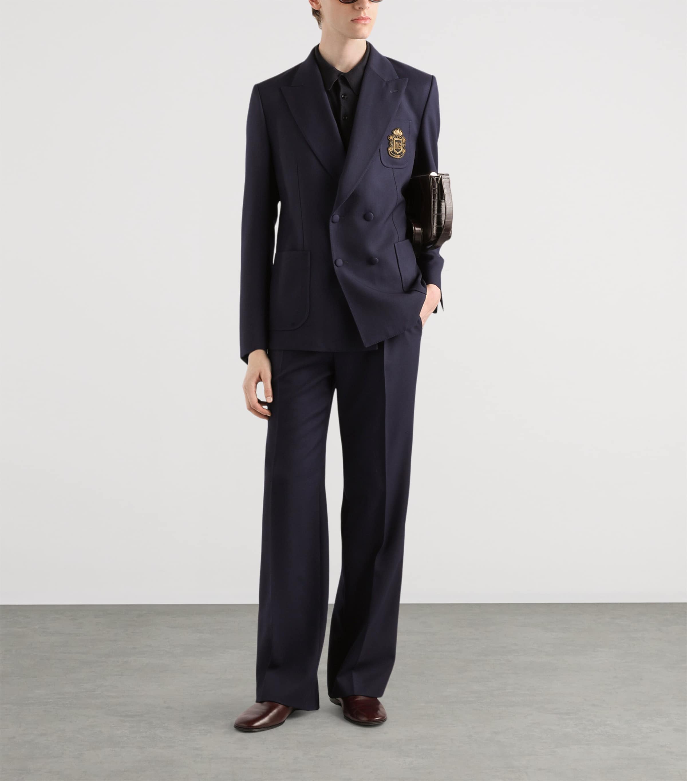 Dolce&Gabbana Mens Portofino Wool Canvas Blazer Very Dark Blue Image 2