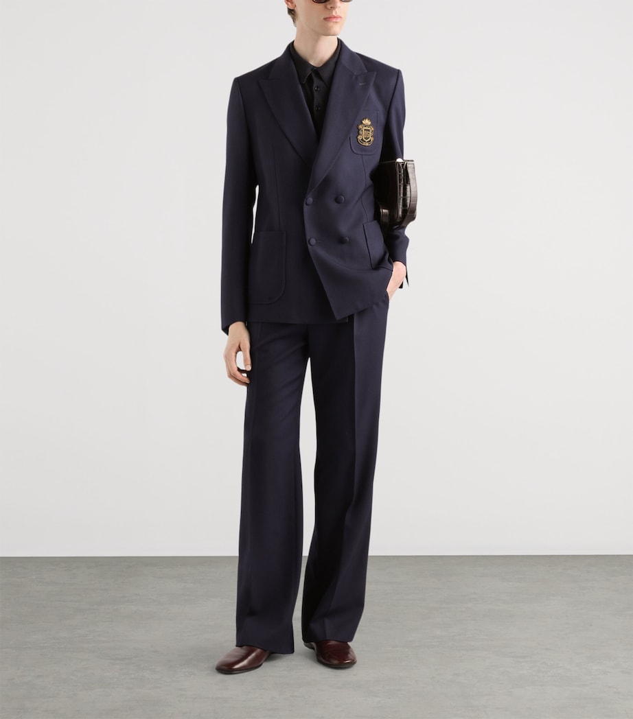 Dolce&Gabbana Mens Portofino Wool Canvas Blazer Very Dark Blue Image 2