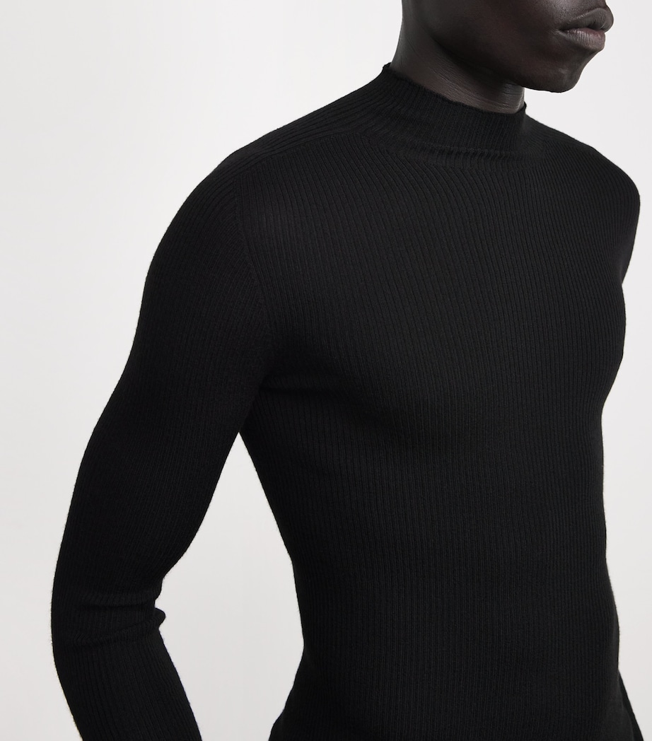 Virgin Wool Ribbed Lupetto Sweater BLACK Image 6