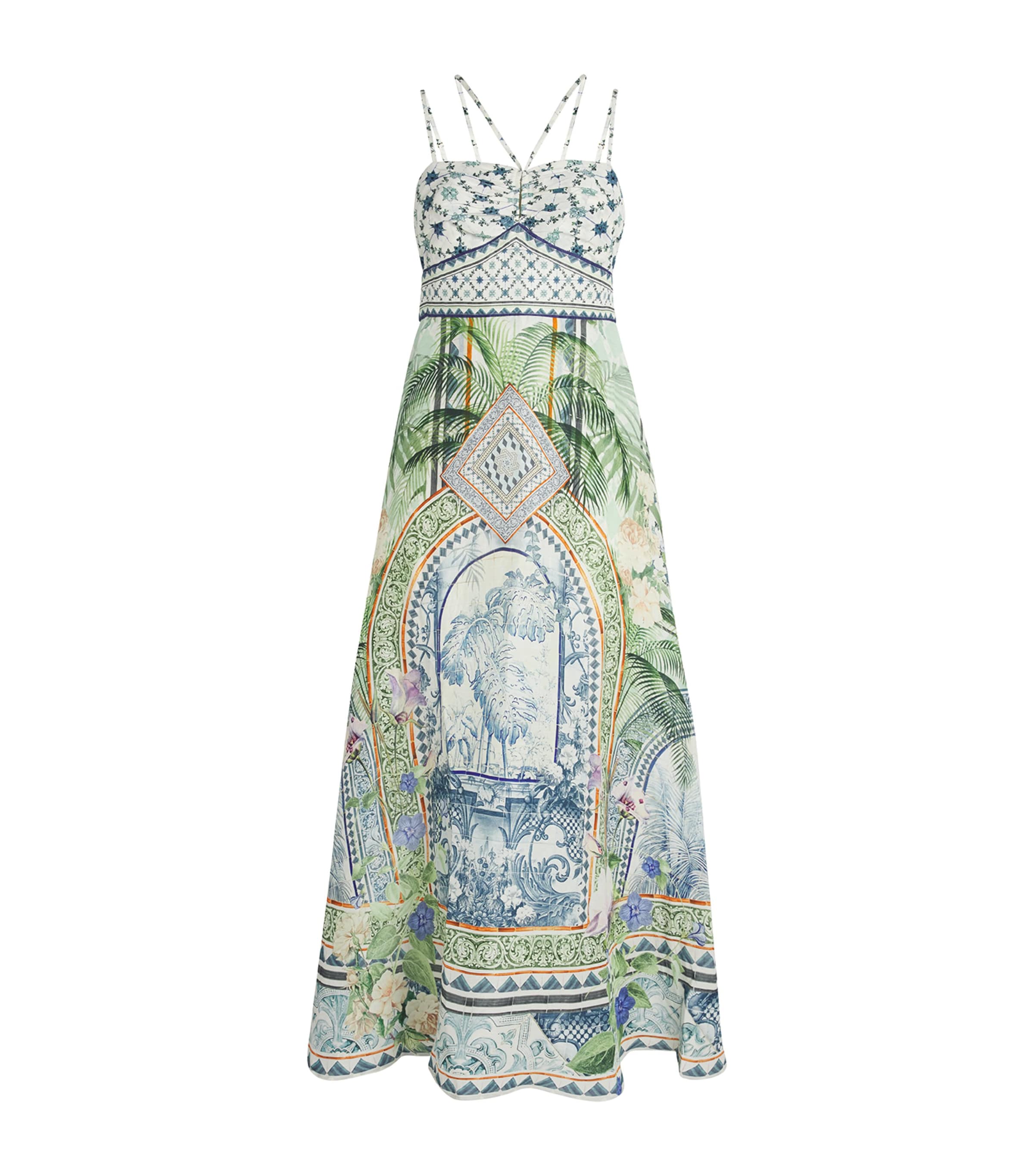 Shop Camilla Jardim Party Strappy Maxi Dress In Blue