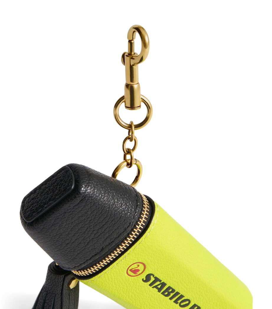 Leather Stabilo Boss Original Coin Purse Charm NEON YELLOW Image 3