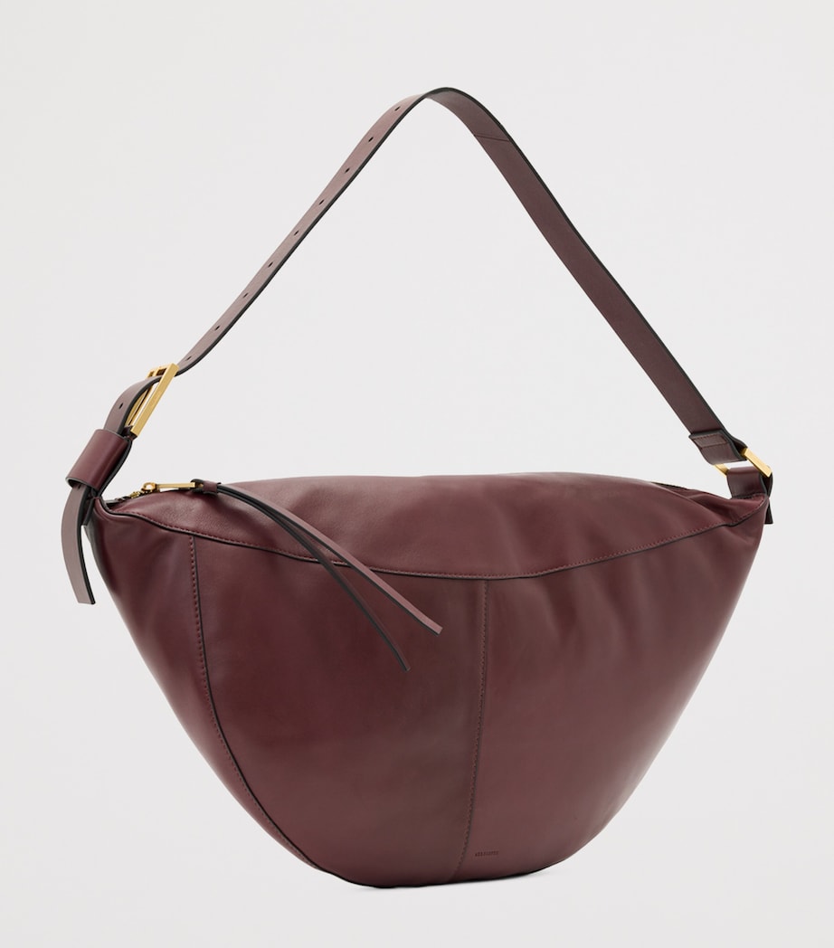Leather Luna Shoulder Bag DARK RED Image 3