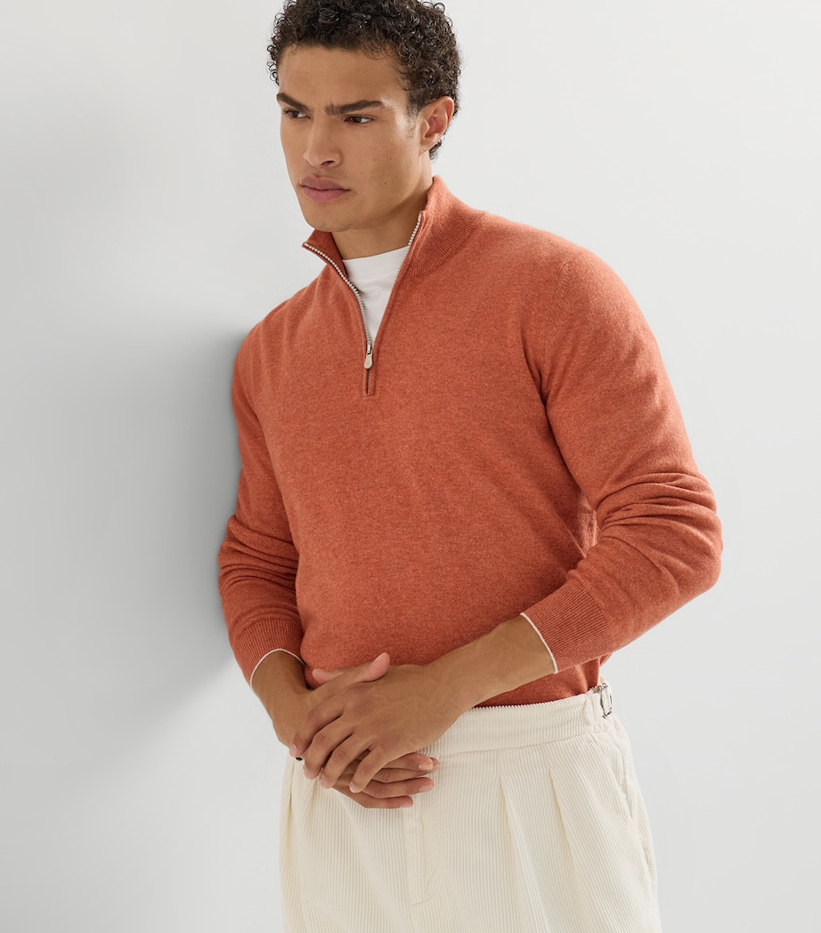 Brunello Cucinelli Mens Cashmere Quarter-Zip Sweater Image 4