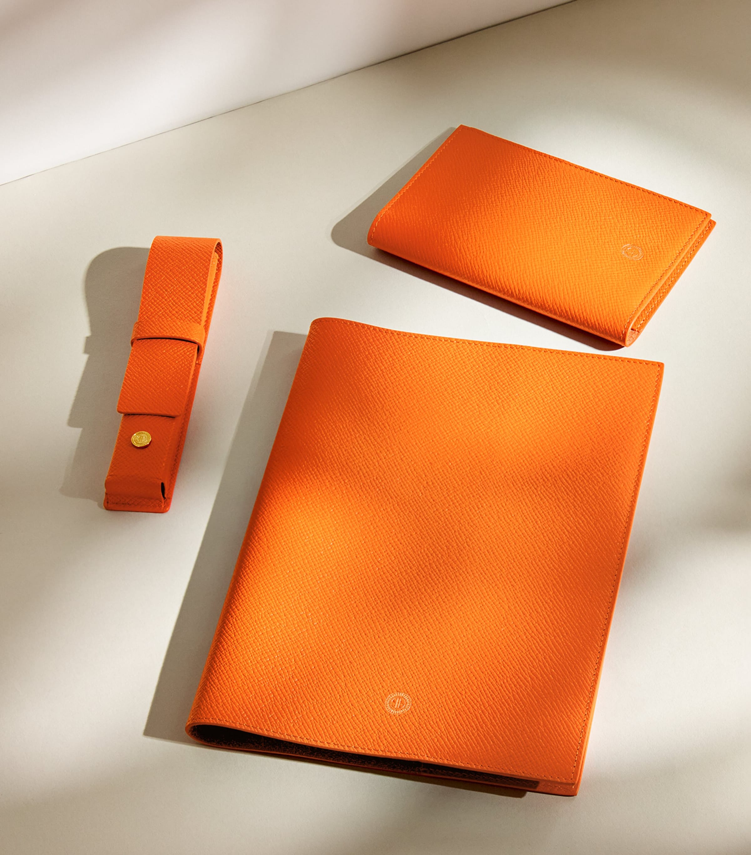 Harrods Leather Refillable Sleeve and Notepad Orange Image 3