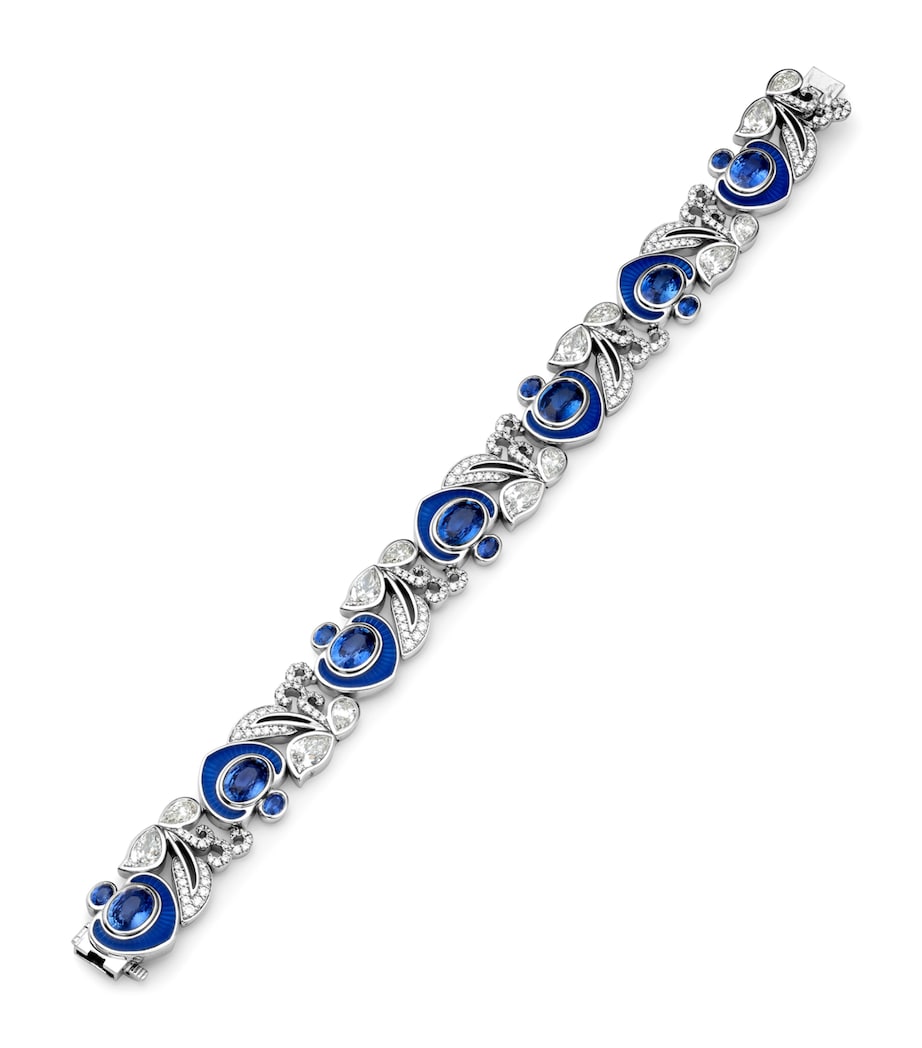 Boodles Platinum, Diamond and Sapphire The Palace Collection Royal Porcelain Bracelet Blue Image 1
