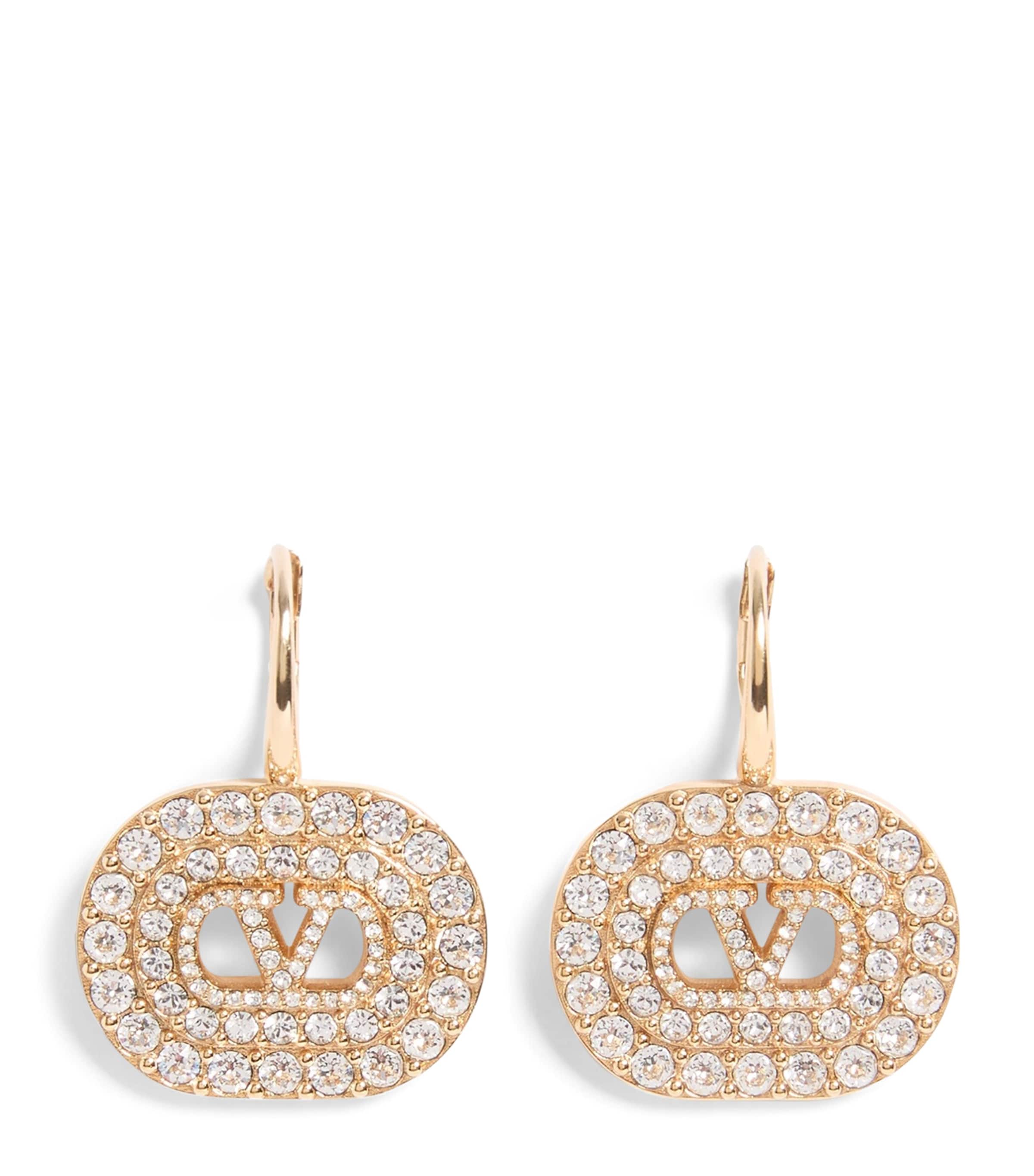 Valentino Garavani Embellished VLogo Signature Drop Earrings Image 1