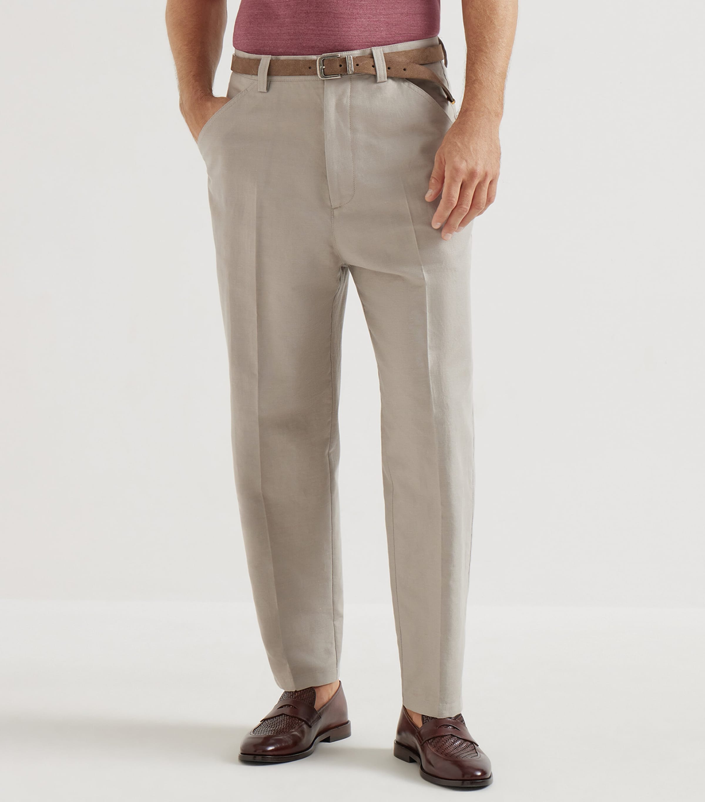 Brunello Cucinelli Mens Cotton-Linen Panama Trousers Image 3