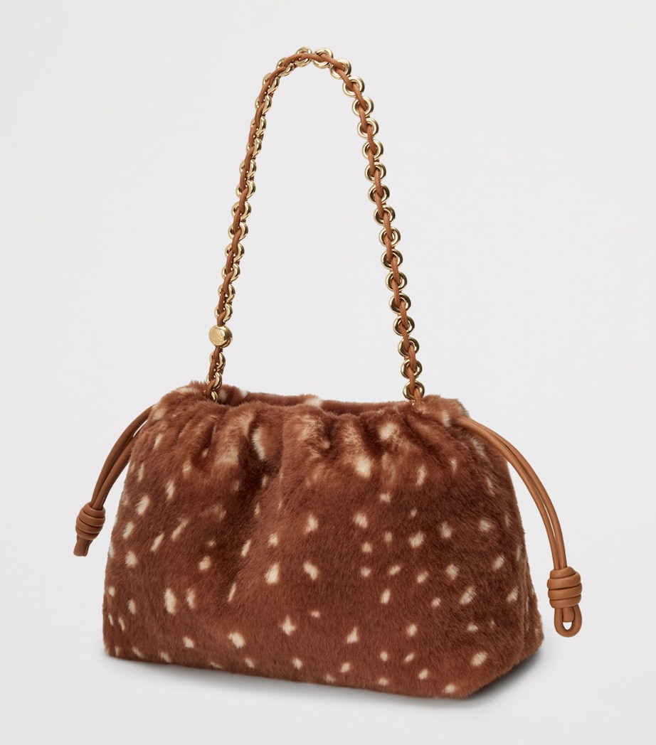 Medium Shearling Flamenco Shoulder Bag BROWN/WHITE Image 3