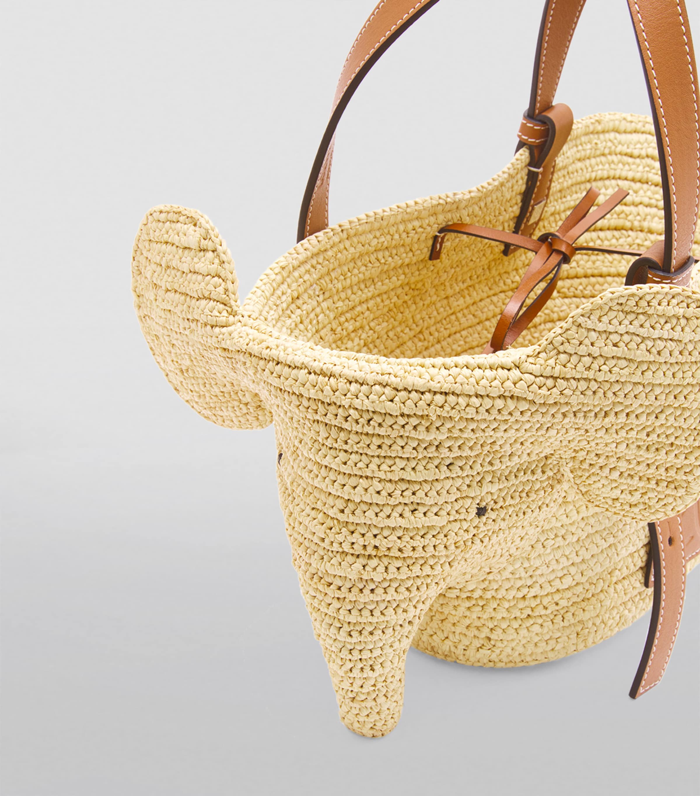 Small Woven Elephant Basket Tote Bag NATURAL/TAN Image 4