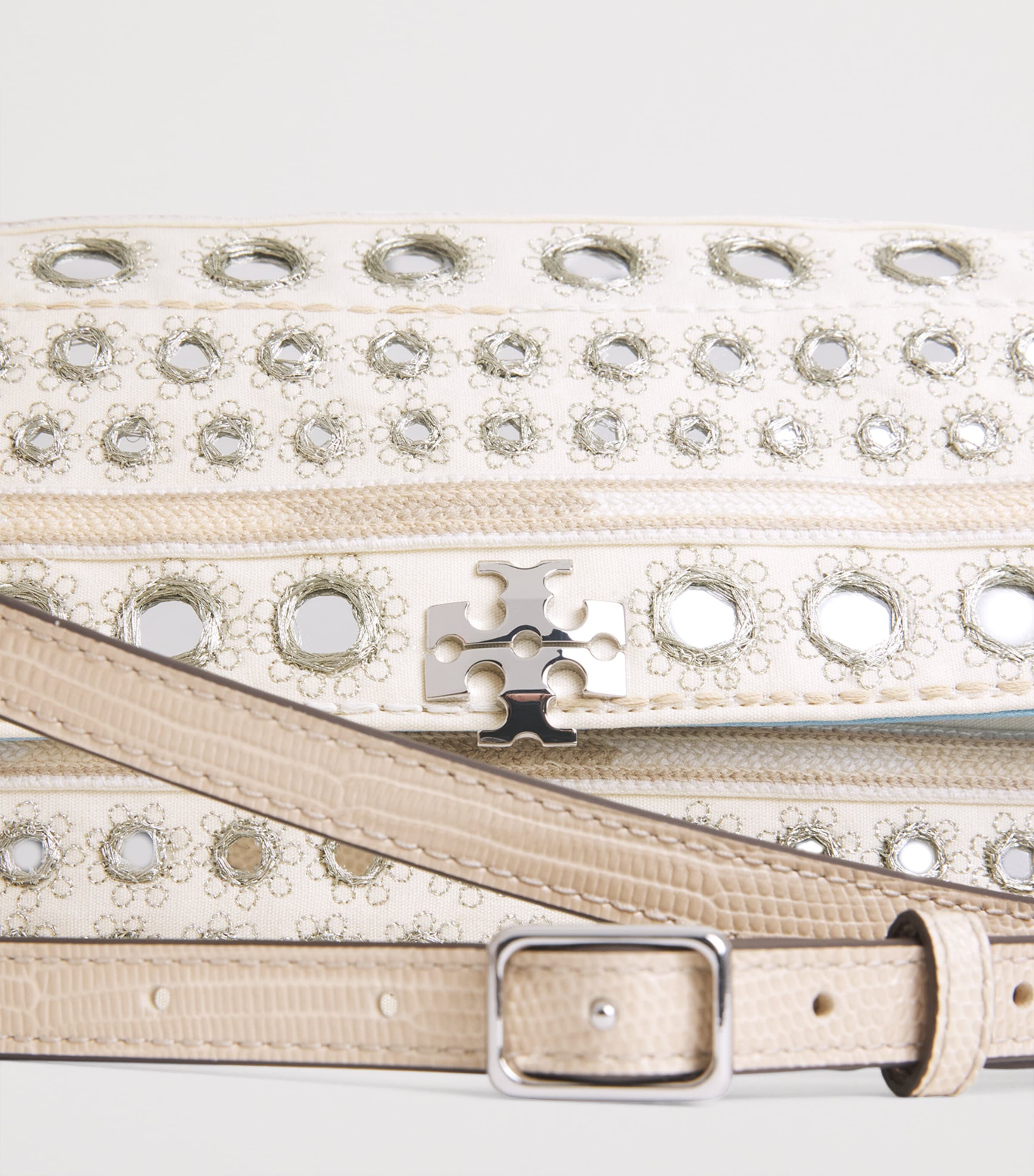 Tory Burch Small Embellished Charlie Shoulder Bag New Ivory Image 6