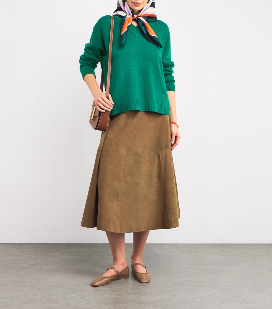 Wool-Blend V-Neck Sweater GREEN Image 2