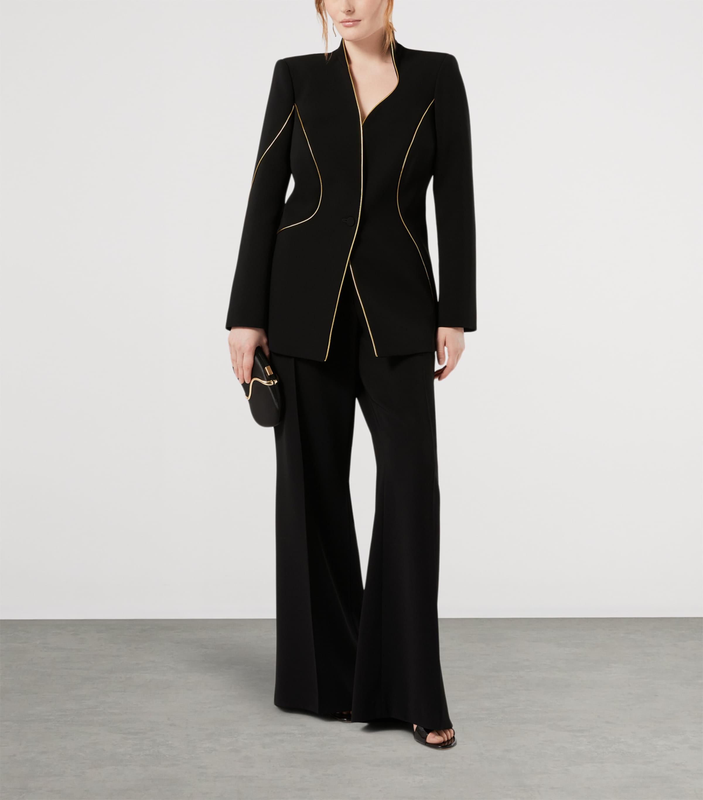 Marina Rinaldi Womens Velvet Asymmetric Blazer Black Image 2