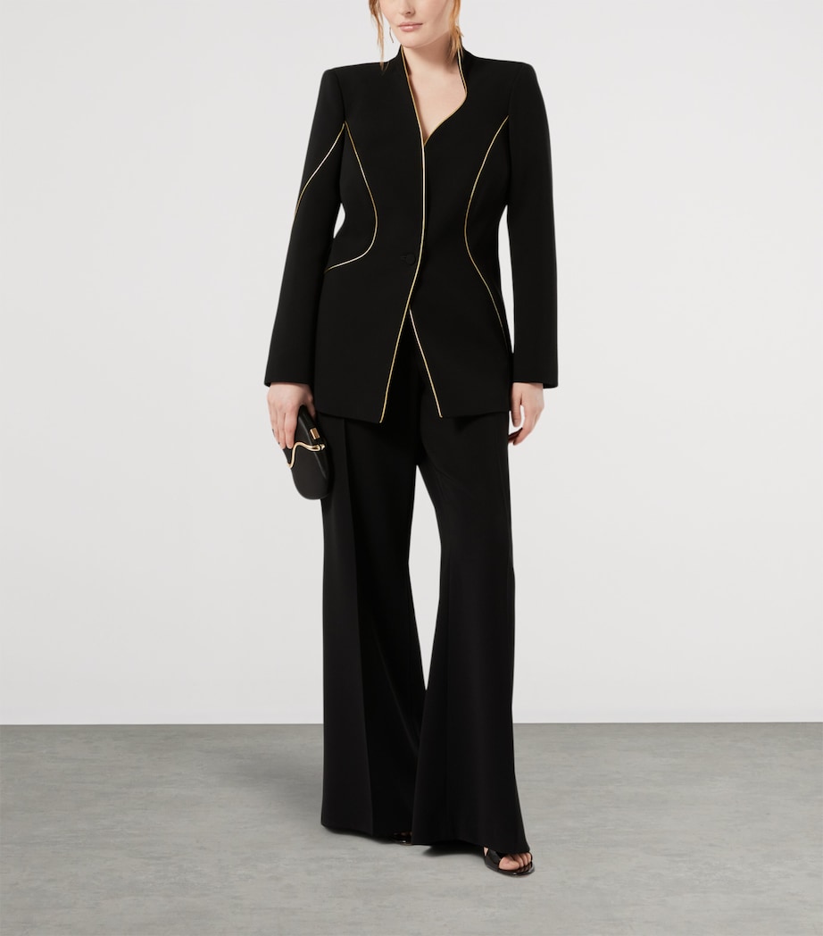 Marina Rinaldi Womens Velvet Asymmetric Blazer Black Image 2