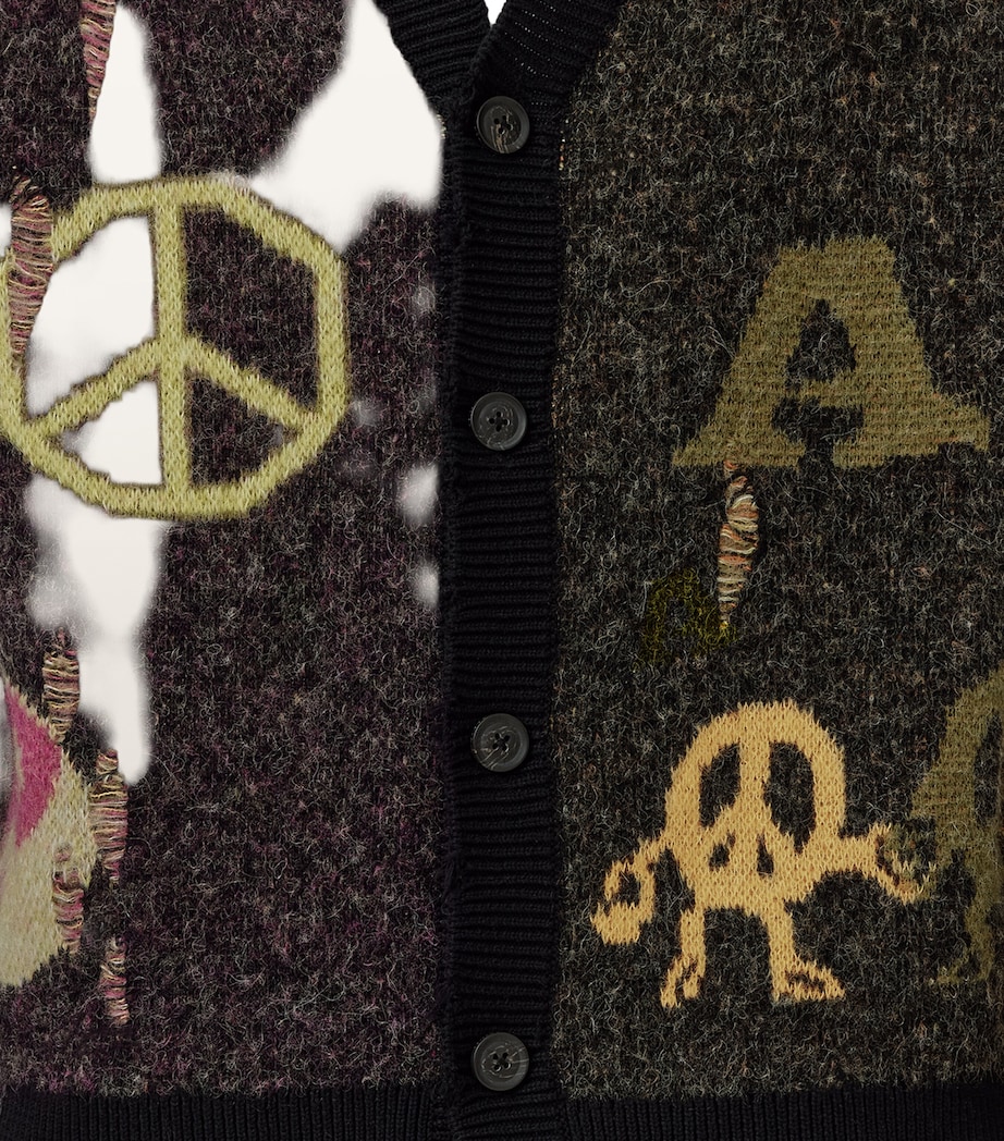 Distressed Emotive Cardigan BLACK Image 8