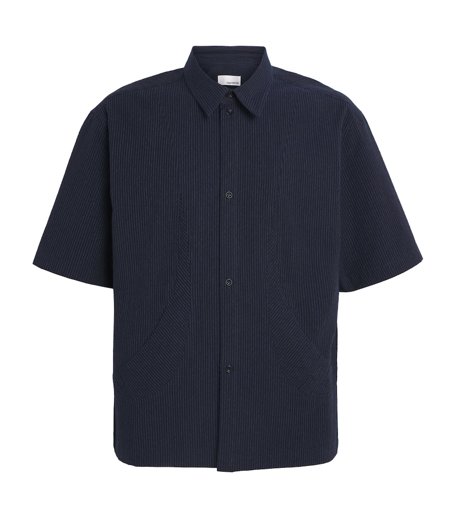 Sage Nation Mens Pinstripe Takeshi Shirt Indigo Stripe Image 1
