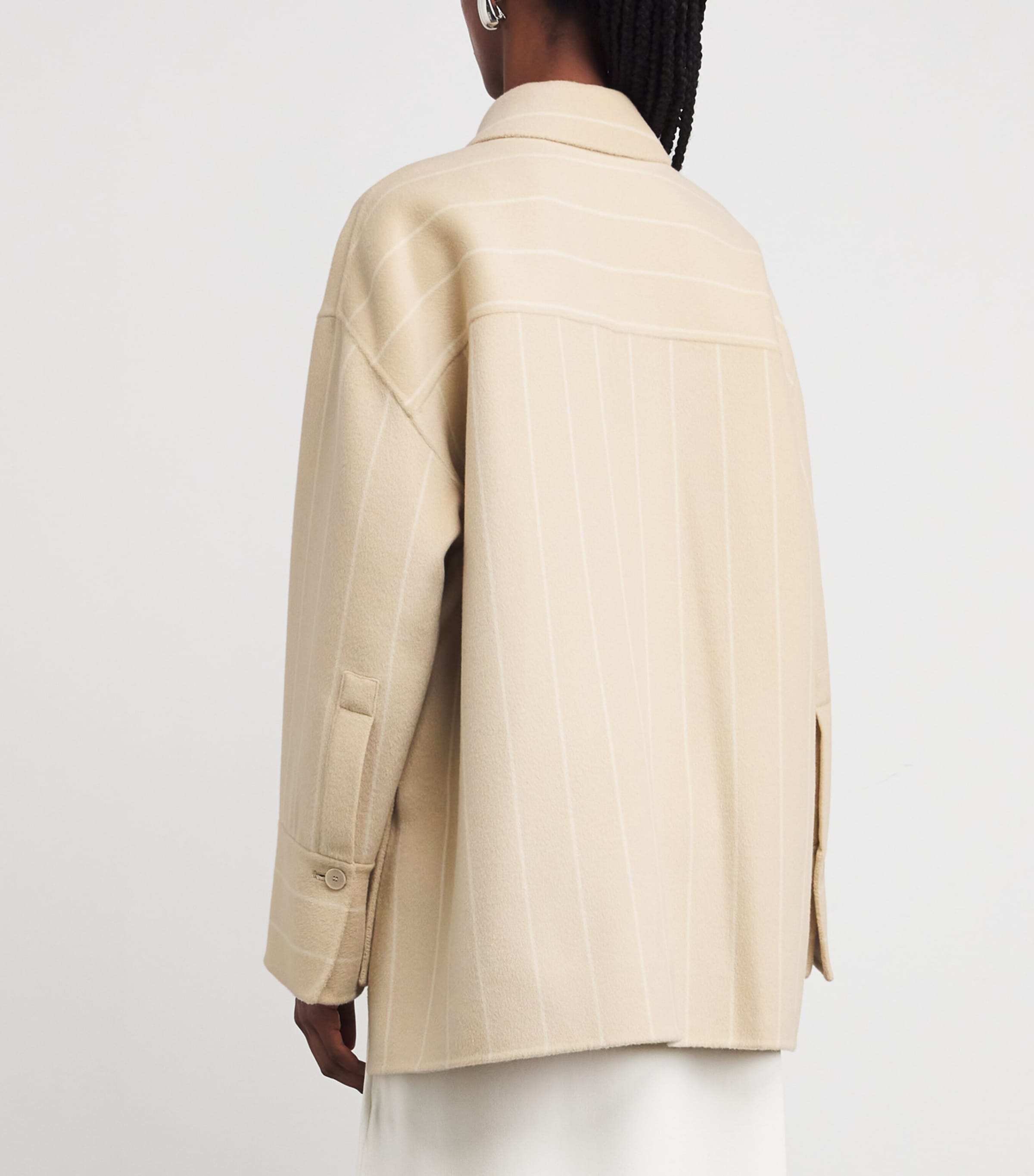 Wool-Silk Stripe Molitor Coat AFFOGATO/IVORY Image 4