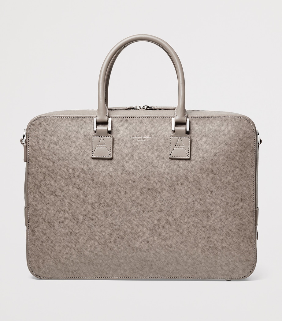 Leather Mount Street Laptop Briefcase Bag WARM GREY Image 2