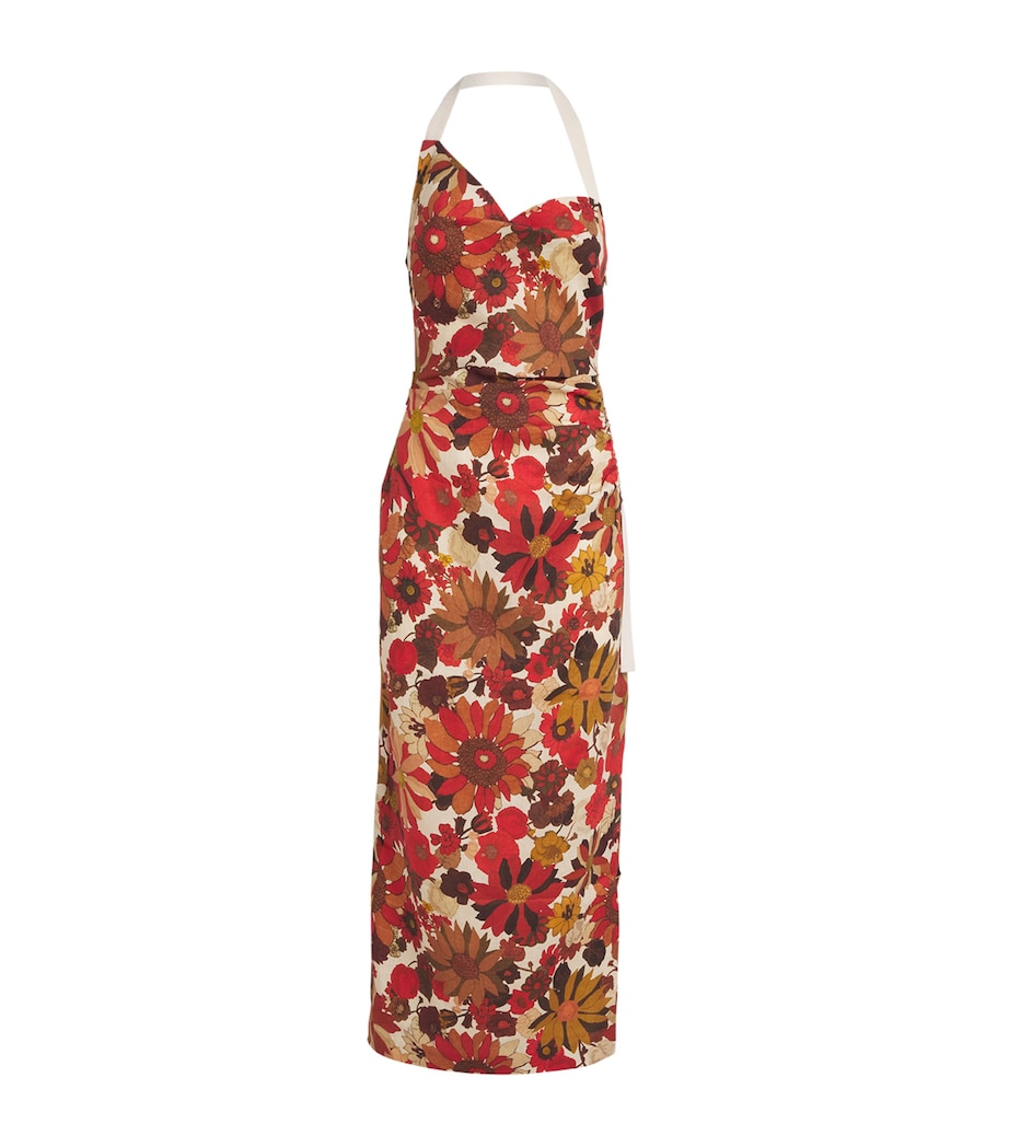 Linen Floral Midi Dress FLORA ROSSO Image 1